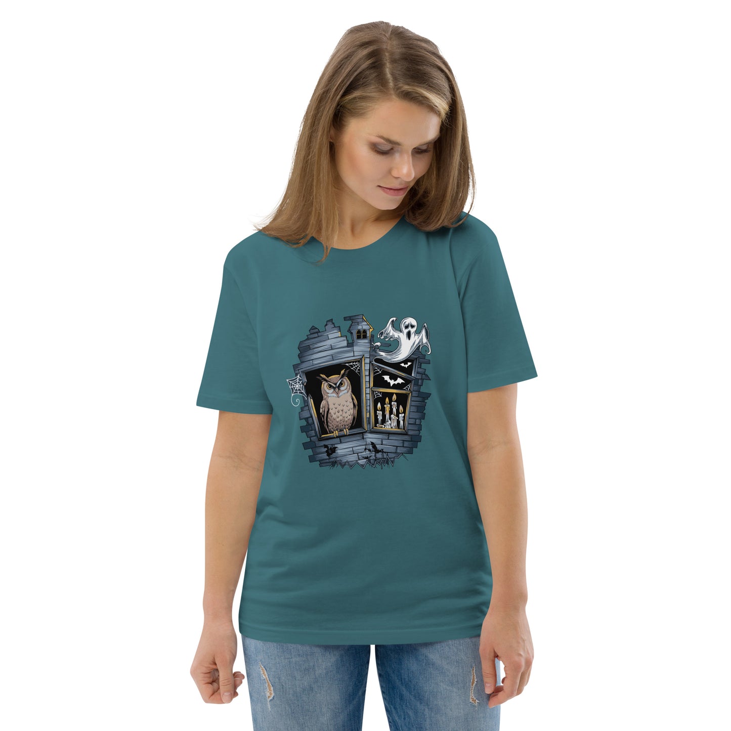 Unisex Organic Cotton T-Shirt: Halloween Owl Eco-Friendly Style USA Dudeily