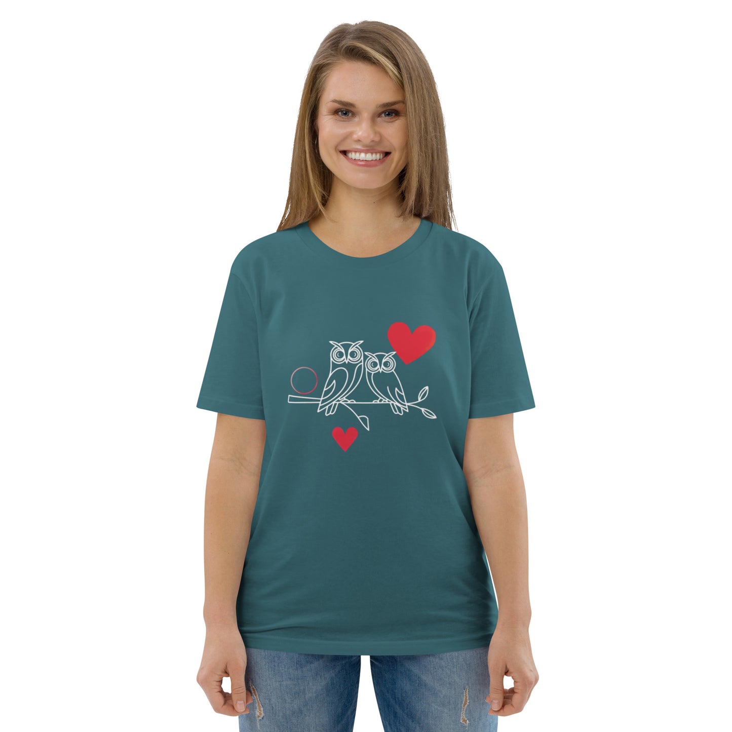 Owl-Themed Unisex Organic Cotton T-Shirt | Eco-Friendly Stargazer Dudeily