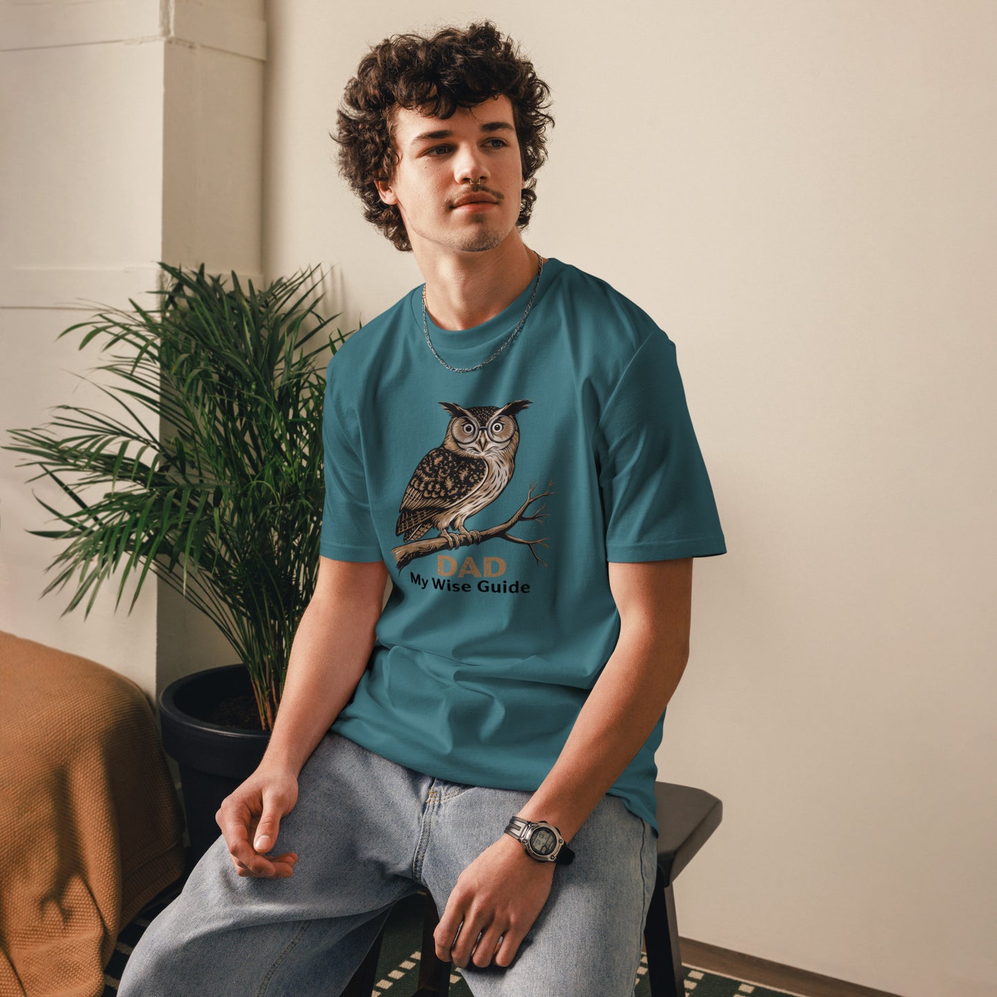 Unisex Organic Cotton T-Shirt – Owl Themed Sustainable Fashion for Father's Day by Dudeily Dudeily