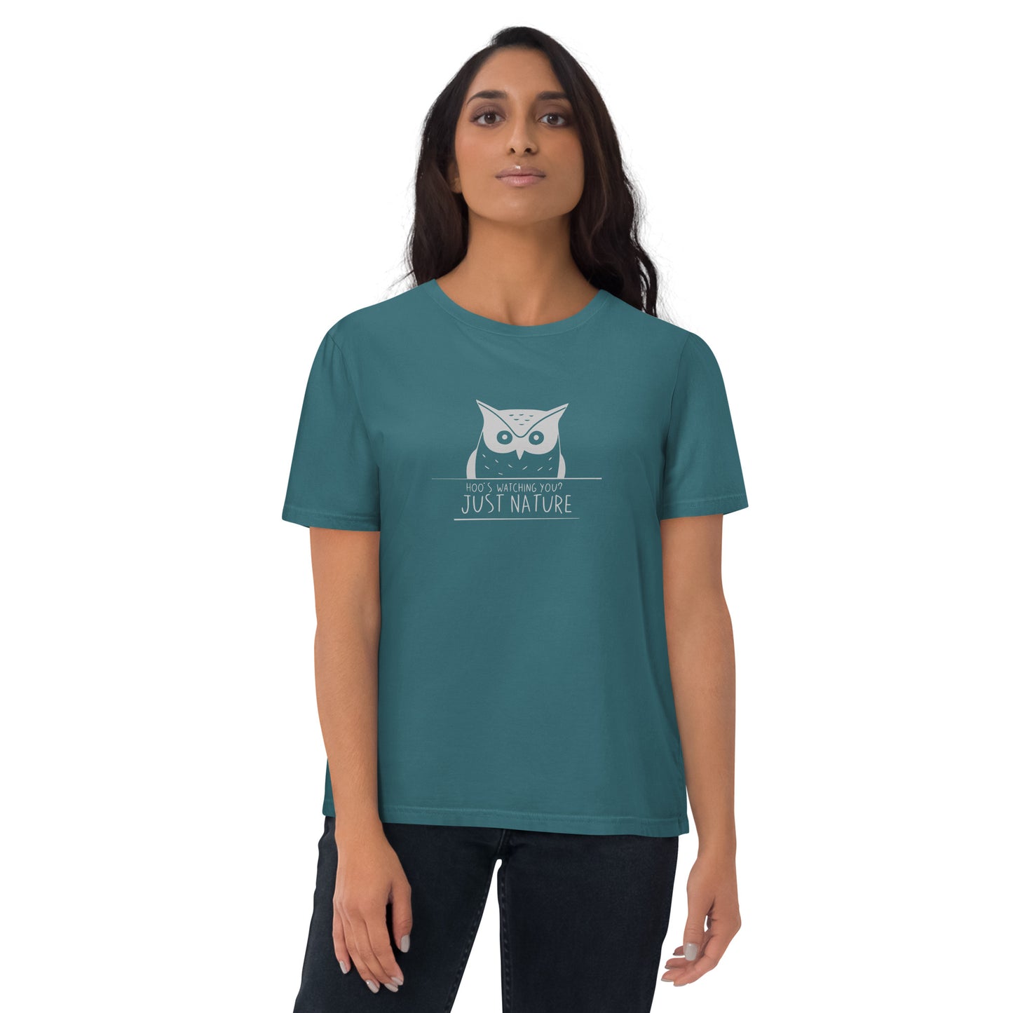 Organic Cotton T-Shirt: 'Hoo's Watching You? Just Nature' in Fall | Ethical Owl Clothing USA Stargazer Dudeily