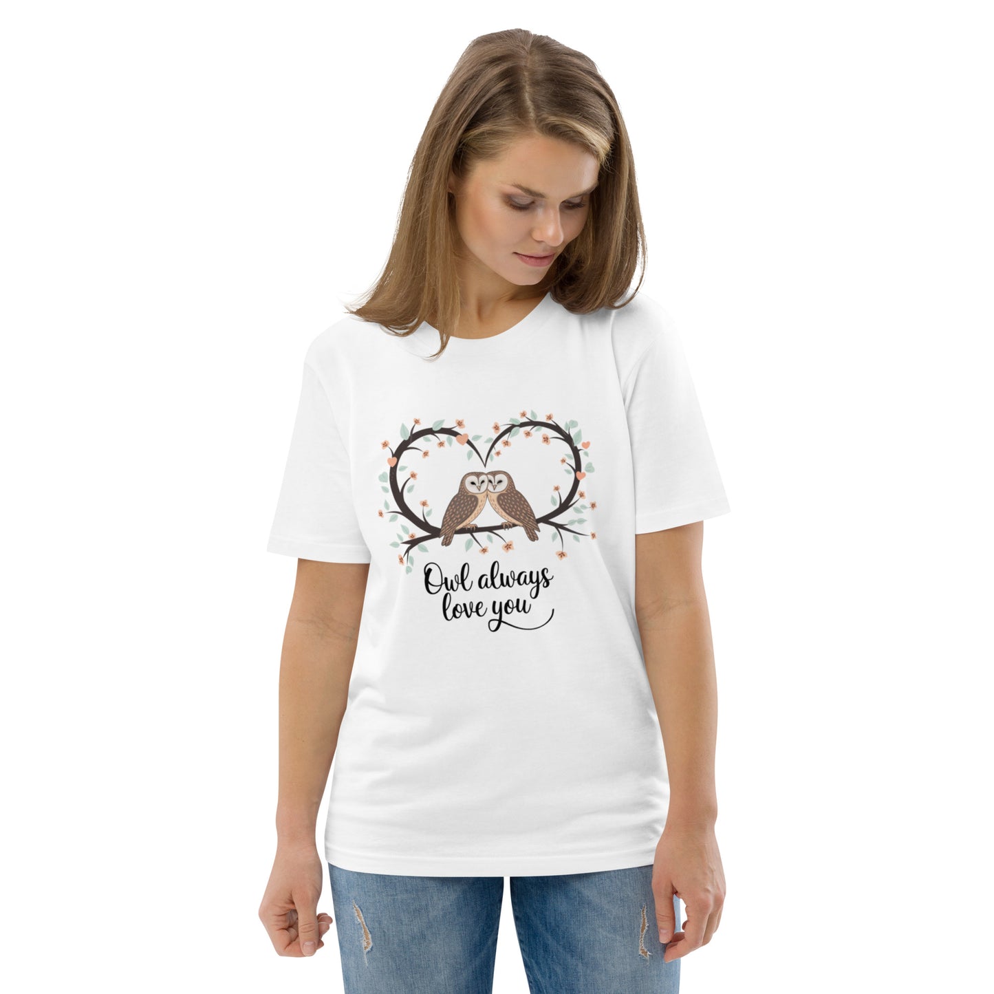 Owl-Themed Unisex Organic Cotton T-Shirt | Sustainable Fashion White Dudeily