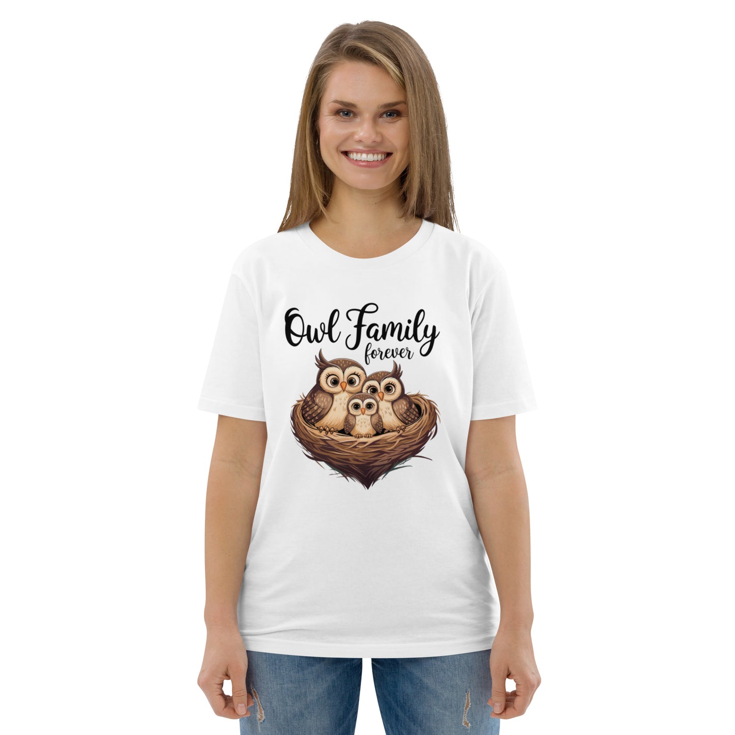 Owl-Themed Unisex Organic Cotton T-Shirt | Eco-Friendly Style White Dudeily