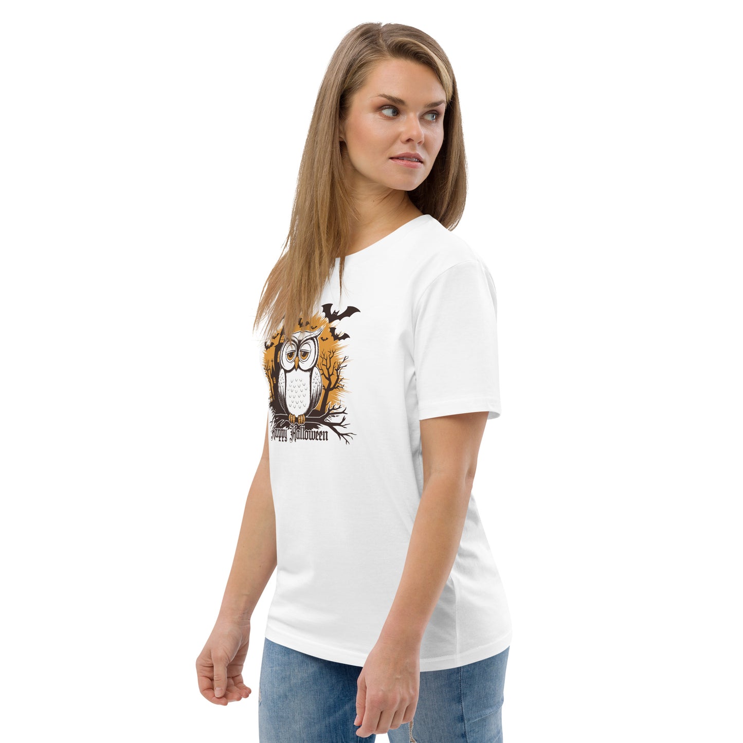 Unisex Organic Cotton T-Shirt: Halloween Owl Eco-Friendly Style USA Dudeily