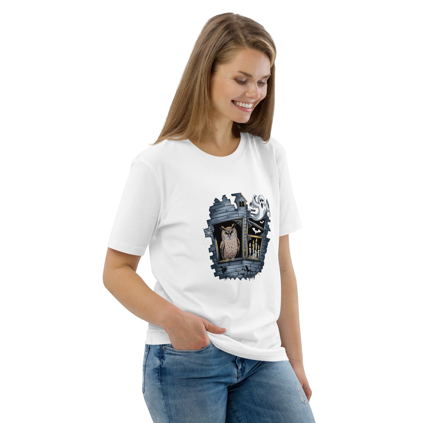 Unisex Organic Cotton T-Shirt: Halloween Owl Eco-Friendly Style USA Dudeily