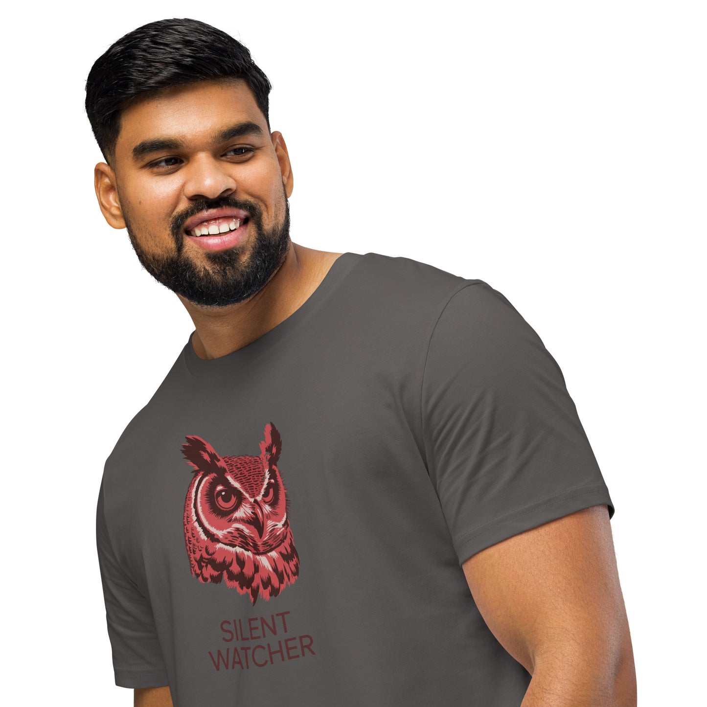 Unisex Organic Mid-Light T-Shirt: 'SILENT WATCHER' | Sustainable Owl Fashion USA Dudeily