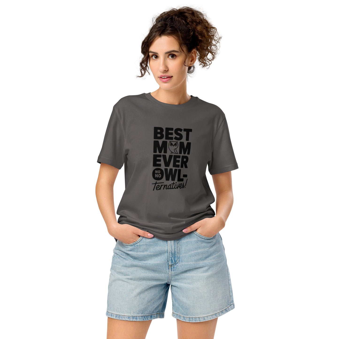 Unisex Organic Mid-Light T-Shirt – Owl Themed Eco-Friendly Tee for Nature Lovers Anthracite Dudeily