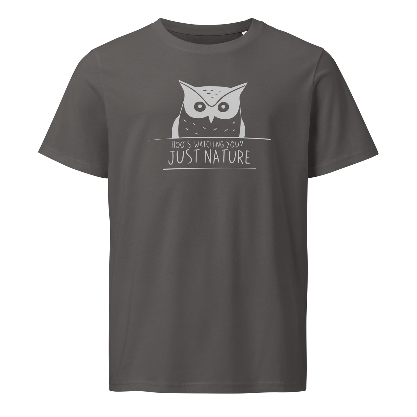 Organic Mid-Light T-Shirt: 'Hoo’s Watching You? Just Nature' | Sustainable Owl Fashion USA Dudeily
