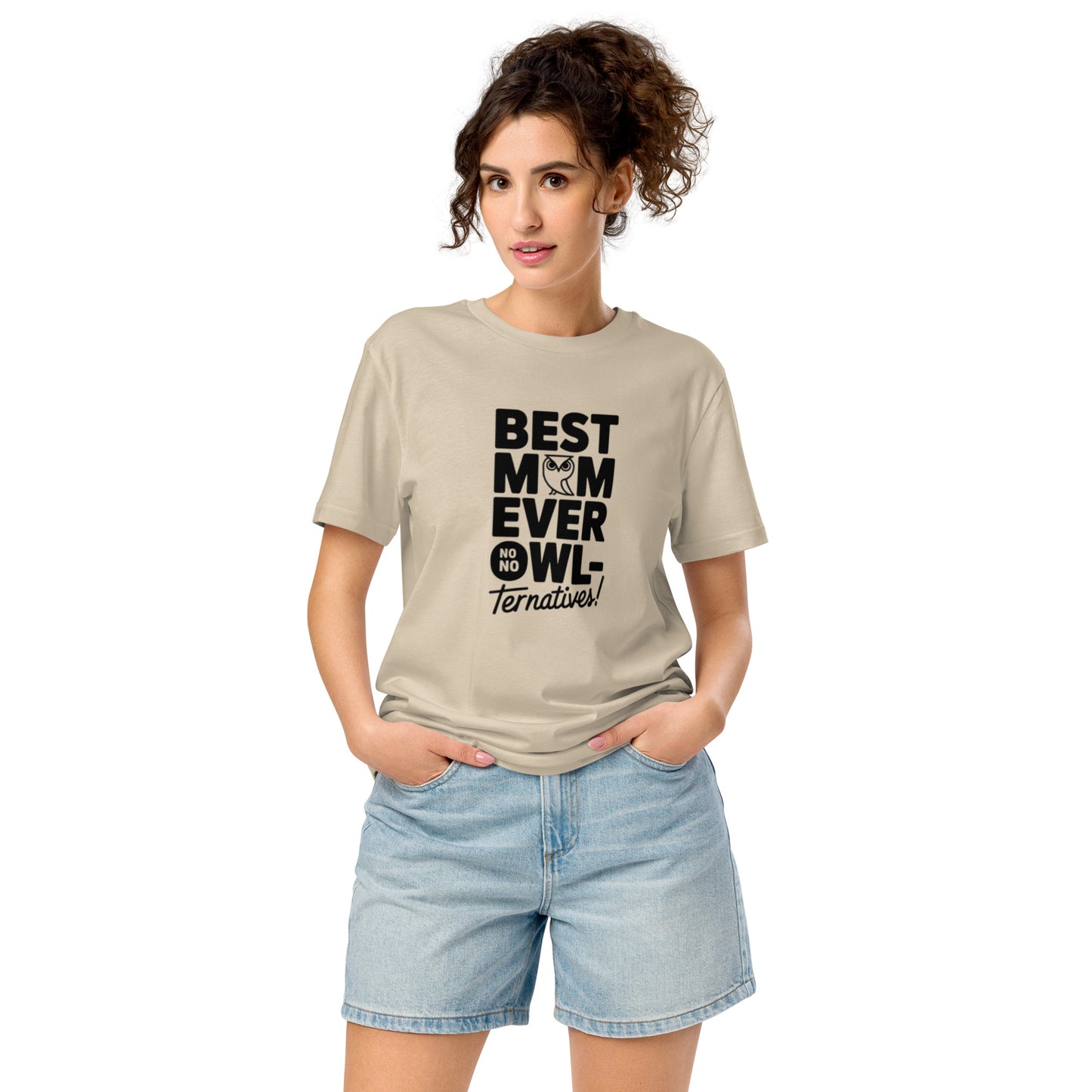 Unisex Organic Mid-Light T-Shirt – Owl Themed Eco-Friendly Tee for Nature Lovers Desert Dust Dudeily