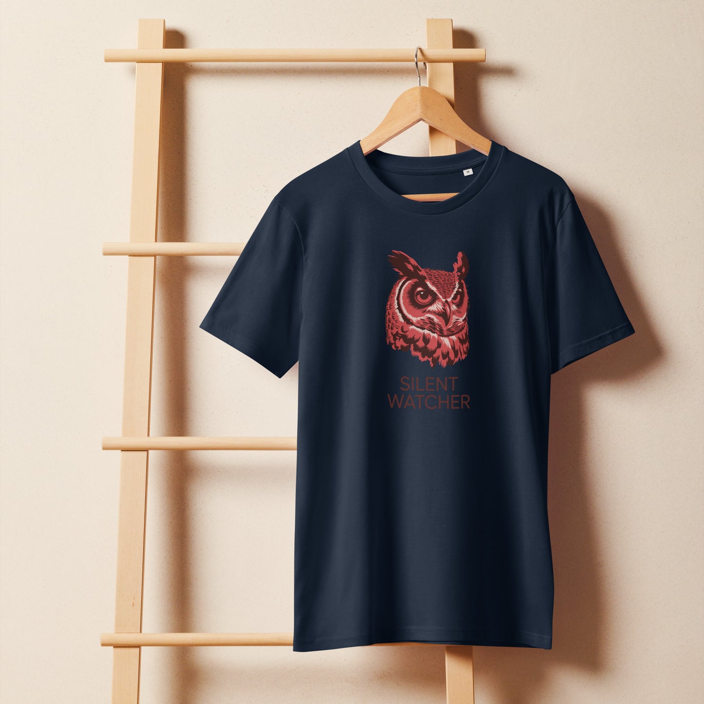 Unisex Organic Mid-Light T-Shirt: 'SILENT WATCHER' | Sustainable Owl Fashion USA Dudeily
