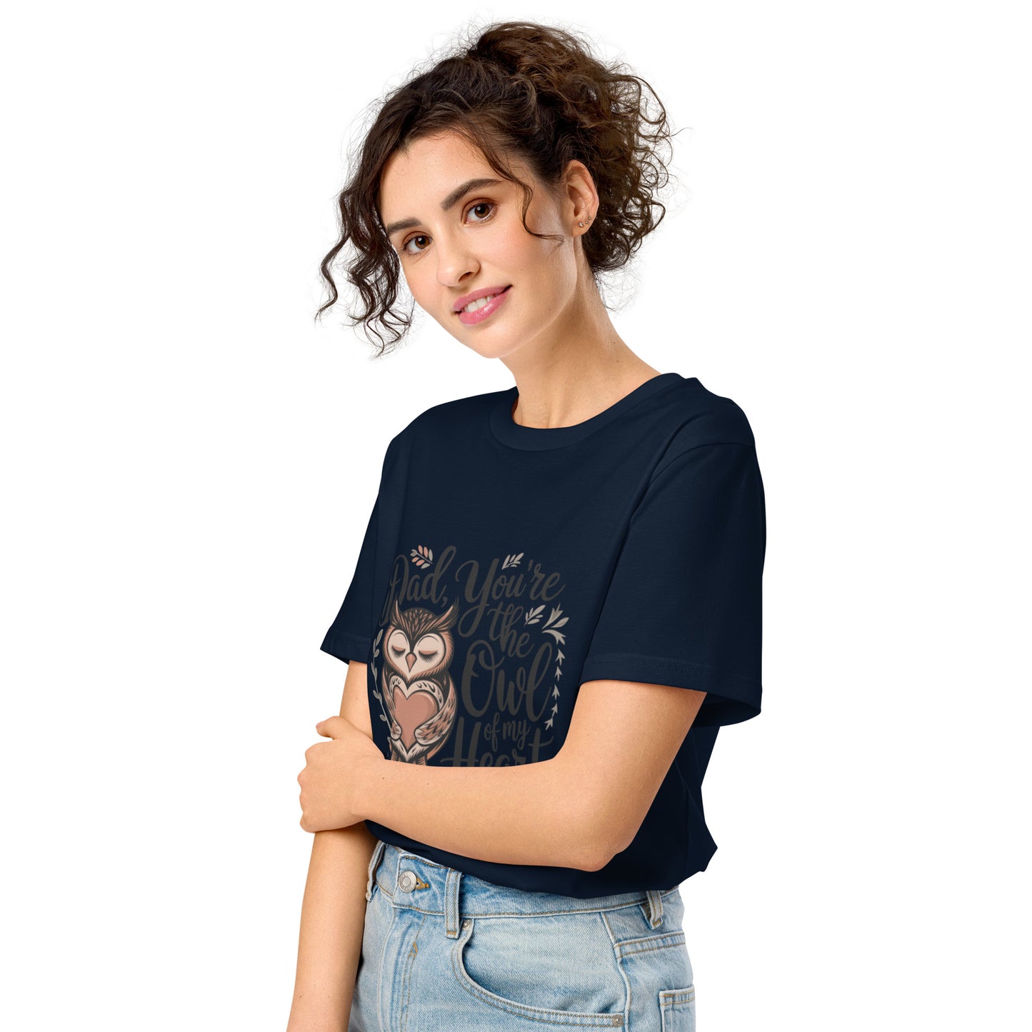 Unisex Organic Mid-Light T-Shirt – Owl-Themed Sustainable Fashion for Father's Day T-Shirt French Navy Dudeily