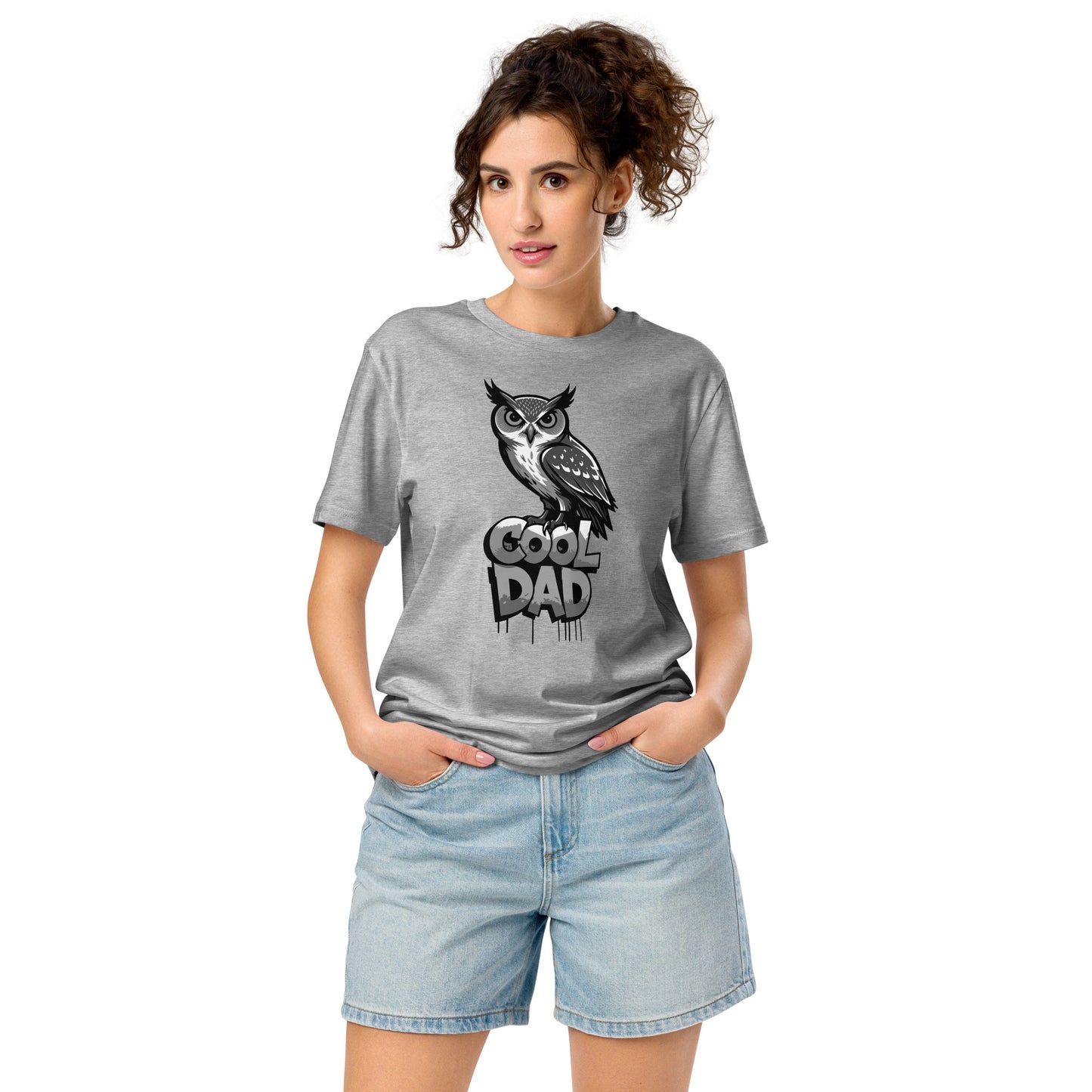 Unisex Organic Mid-Light T-Shirt – Sustainable Father’s Day Gift for Nature & Owl Lovers | Dudeily Heather Grey Dudeily