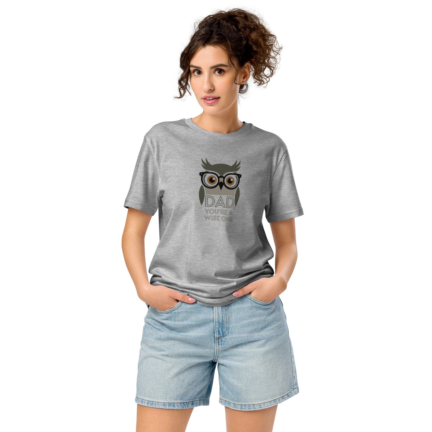 Unisex Organic Mid-Light T-Shirt –Owl Themed Sustainable Fashion by Dudeily Heather Grey Dudeily
