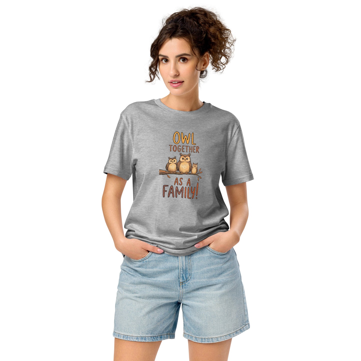 Unisex Organic Mid-Light T-Shirt – OwlFeather Sustainable Fashion for Relaxed Family Day Style Heather Grey Dudeily