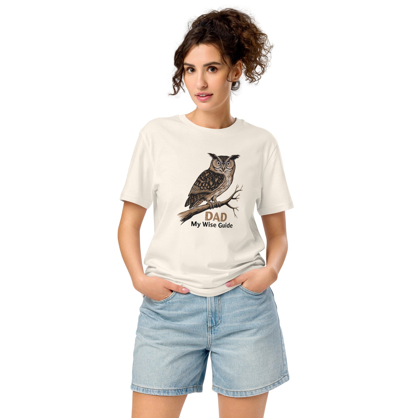 Unisex Organic Mid-Light T-Shirt – Owl Themed Eco-Friendly & Comfortable by Dudeily Vintage White Dudeily