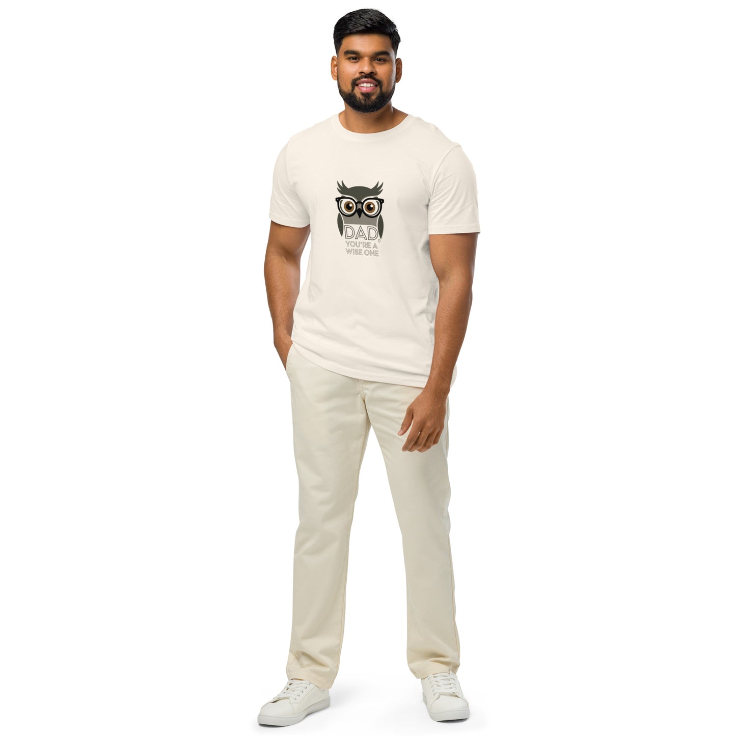 Unisex Organic Mid-Light T-Shirt – Owl Themed Sustainable Fashion for Father's Day by Dudeily Dudeily