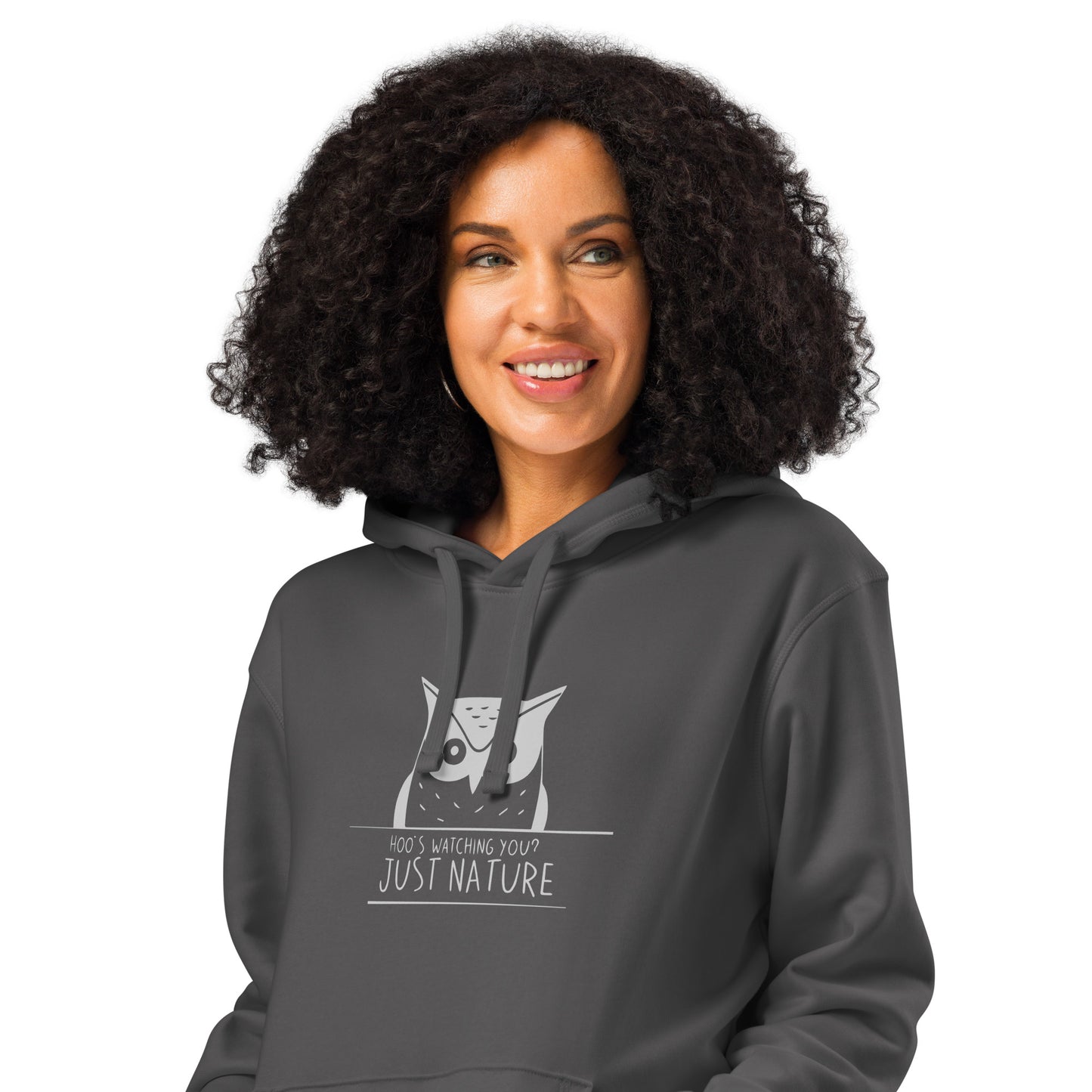 Owl Unisex Organic Mid-Weight Hoodie: 'Hoo's Watching You? Just Nature' in Fall | Eco-Friendly Owl Apparel USA Dudeily