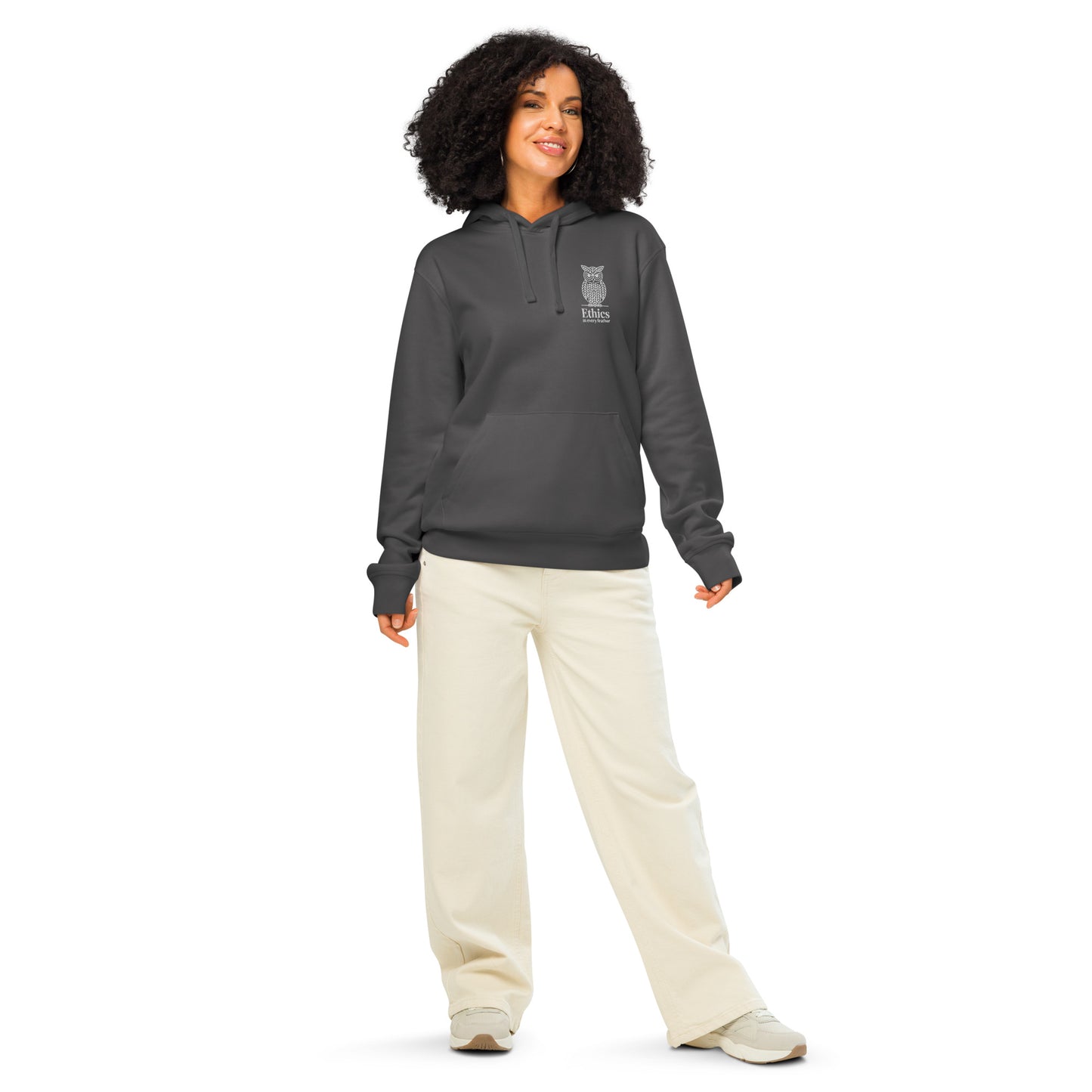 Owl Unisex Organic Mid-Weight Hoodie – "Ethics in Every Feather" | Sustainable Fashion Anthracite Dudeily