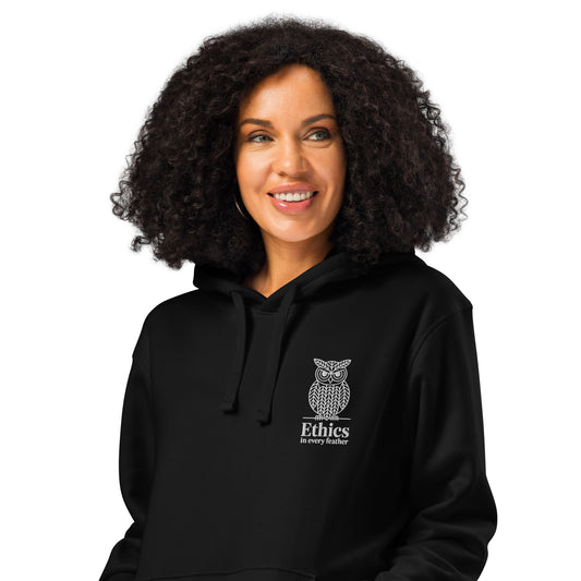 Owl Unisex Organic Mid-Weight Hoodie – "Ethics in Every Feather" | Sustainable Fashion Dudeily