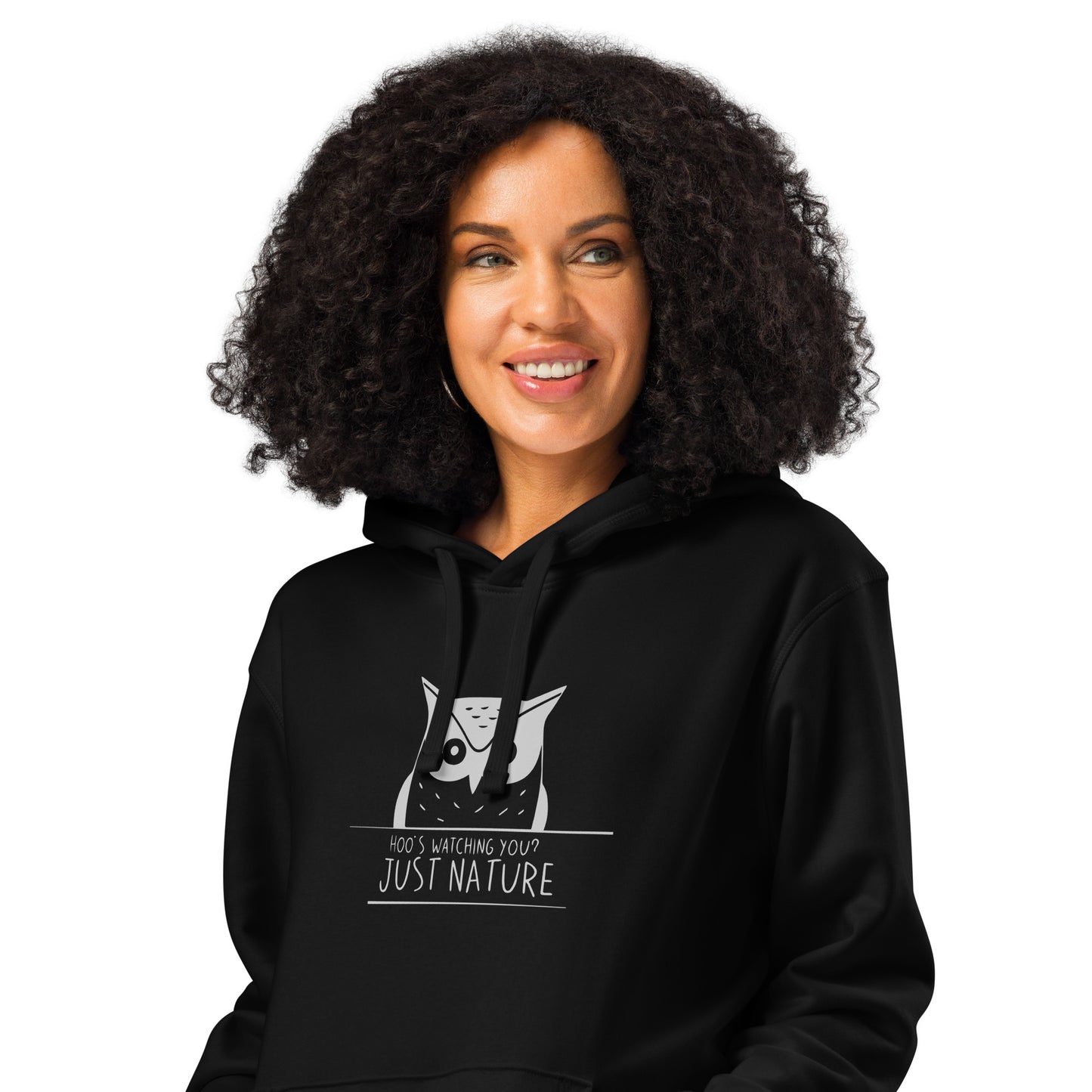 Owl Unisex Organic Mid-Weight Hoodie: 'Hoo's Watching You? Just Nature' in Fall | Eco-Friendly Owl Apparel USA Dudeily