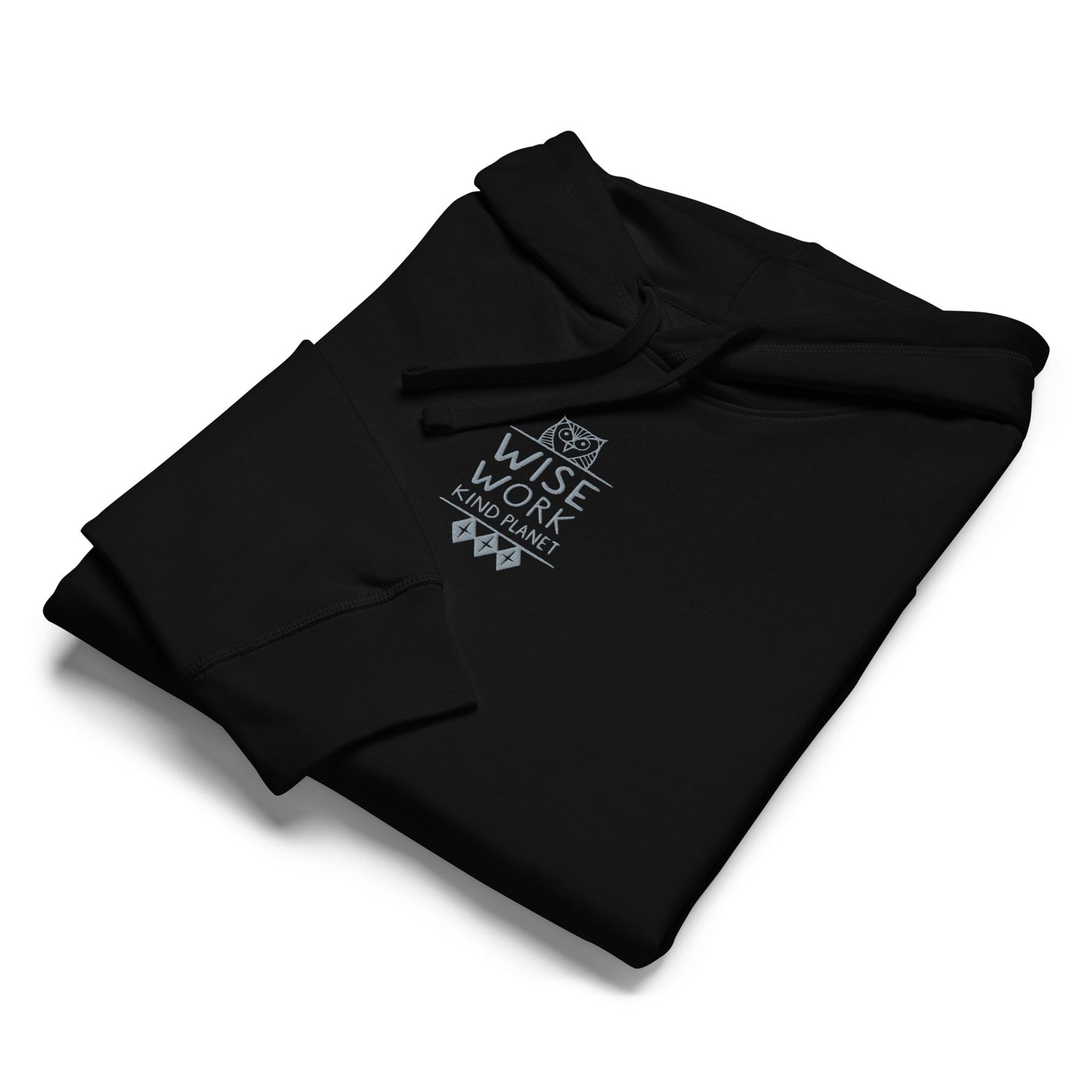 Unisex Organic Mid-Weight Hoodie: Wise Work, Kind Planet | Owl Embroidered Sustainable Fashion Dudeily