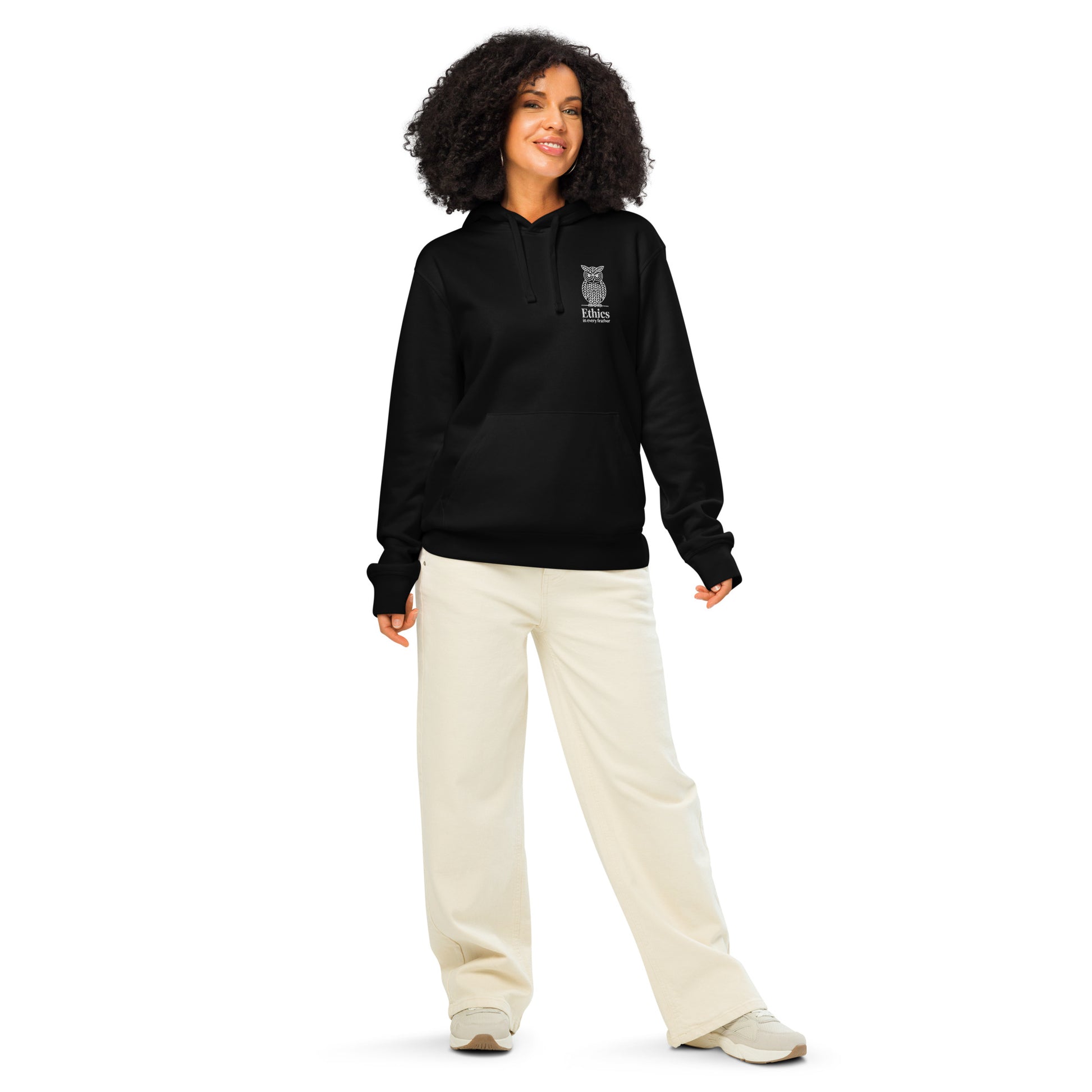 Owl Unisex Organic Mid-Weight Hoodie – "Ethics in Every Feather" | Sustainable Fashion Black Dudeily