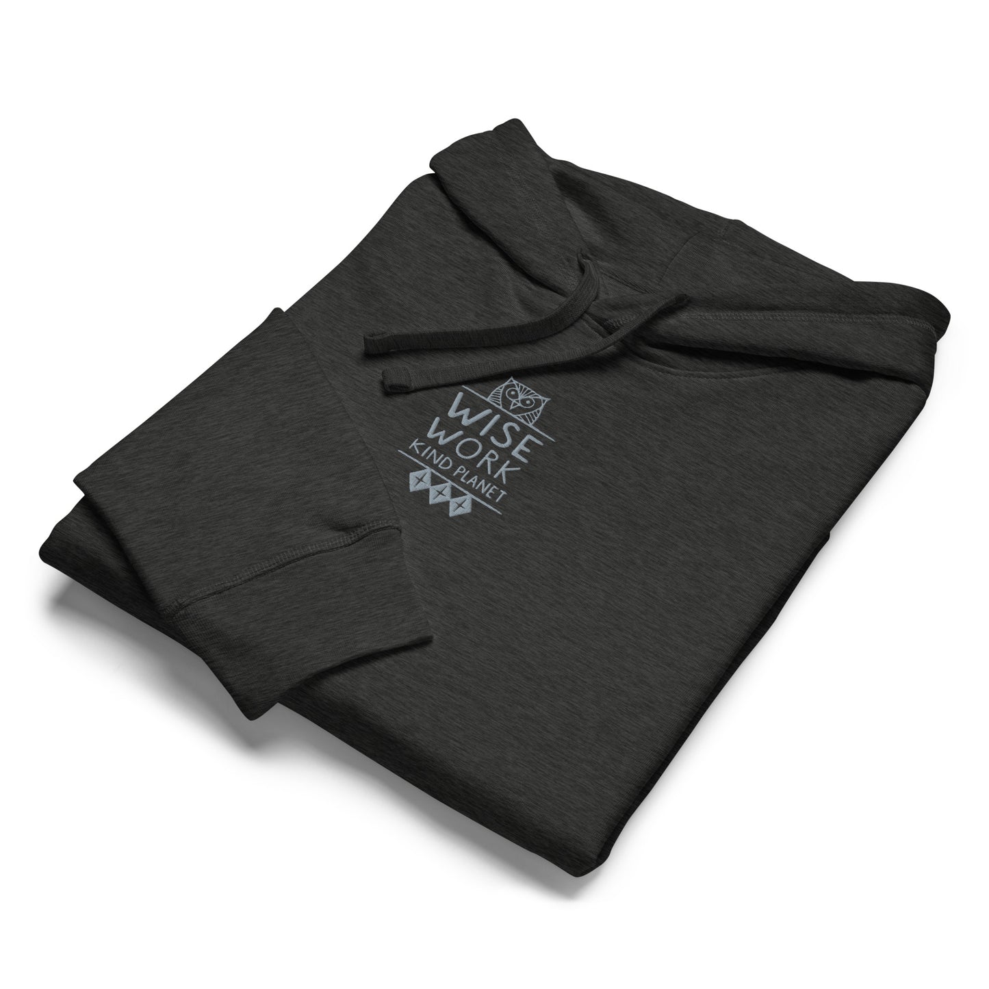 Unisex Organic Mid-Weight Hoodie: Wise Work, Kind Planet | Owl Embroidered Sustainable Fashion Dudeily