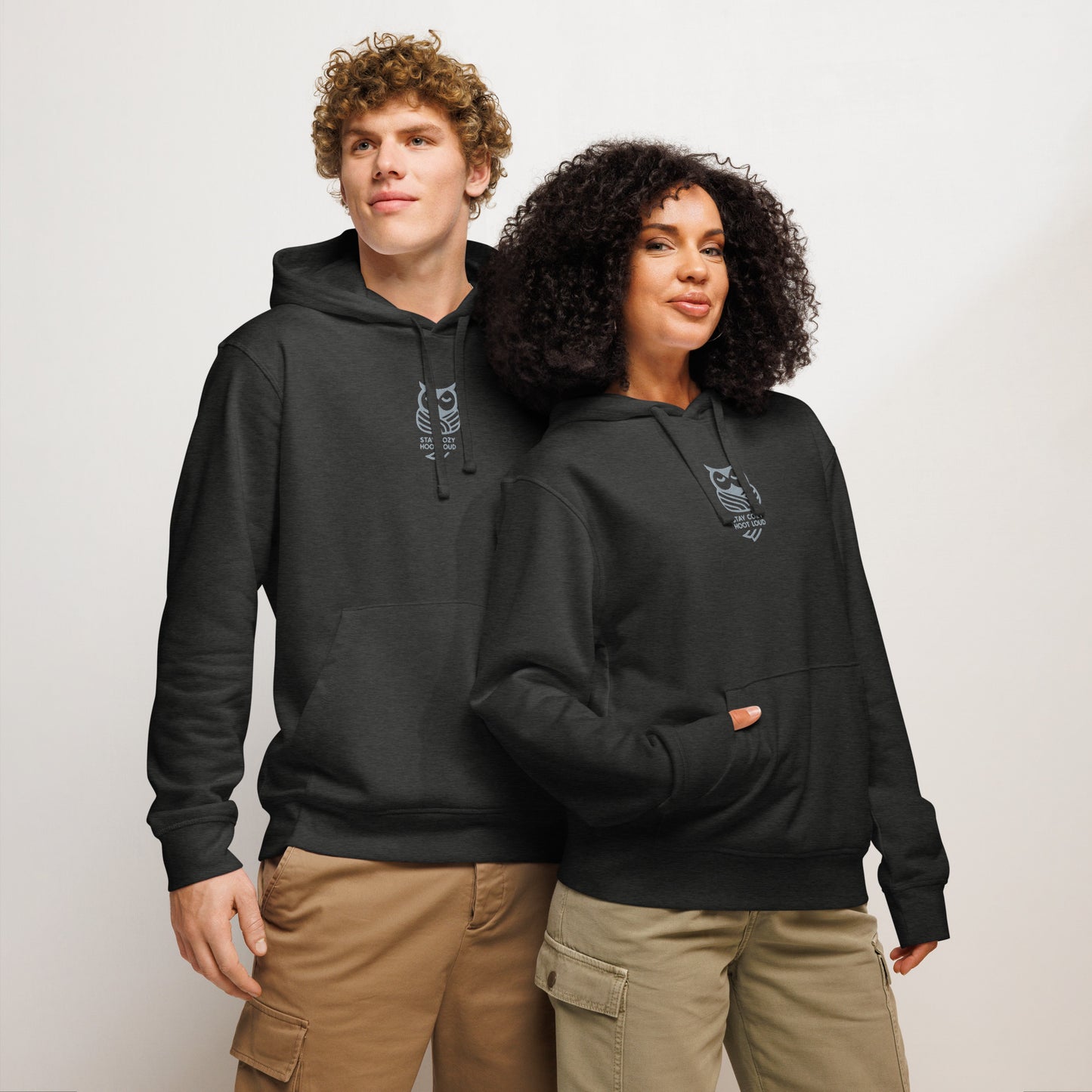 Owl Unisex Organic Mid-Weight Hoodie for Sustainable Fashion USA:" Stay Cozy Hoot Loud" in Fall Dudeily