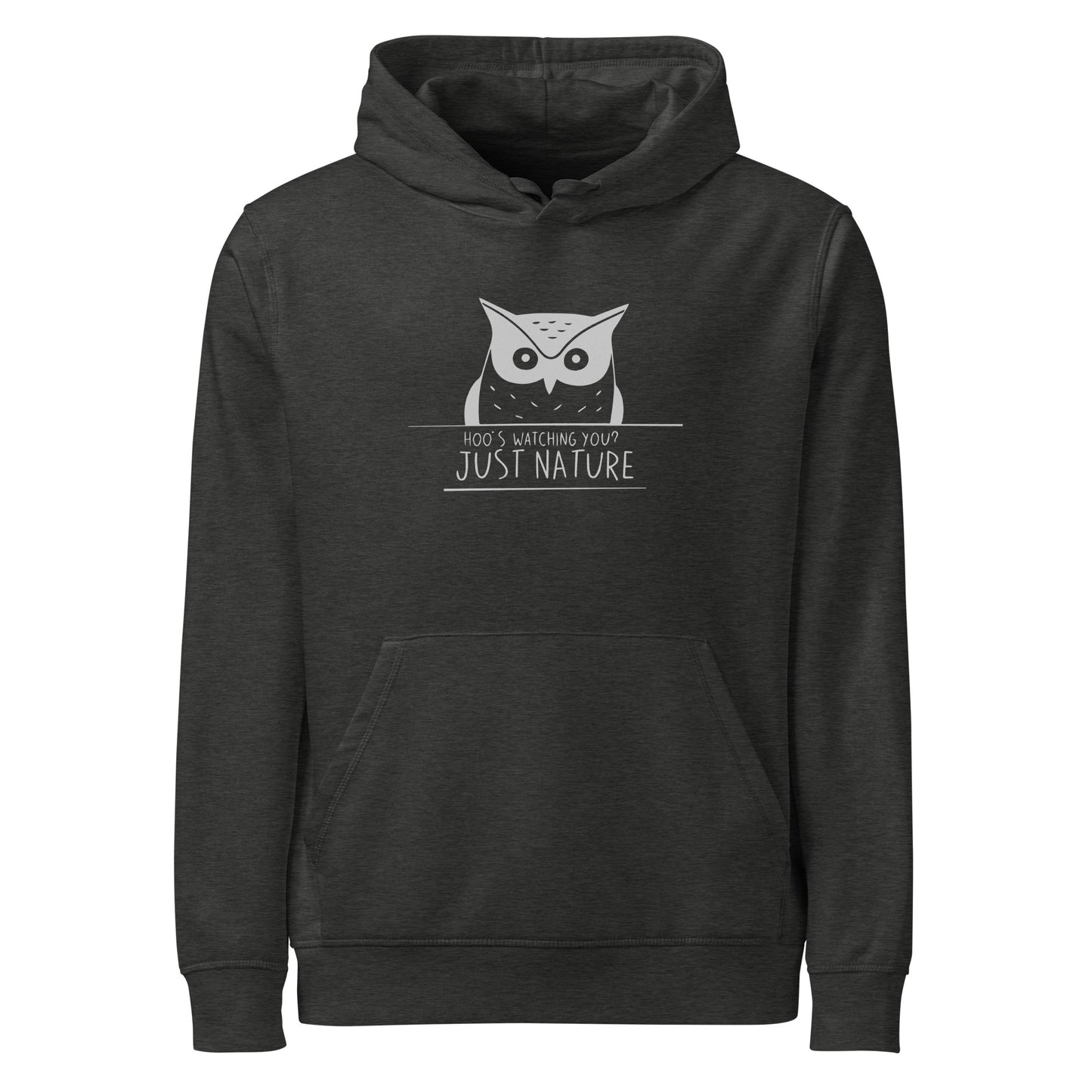 Owl Unisex Organic Mid-Weight Hoodie: 'Hoo's Watching You? Just Nature' in Fall | Eco-Friendly Owl Apparel USA Dudeily