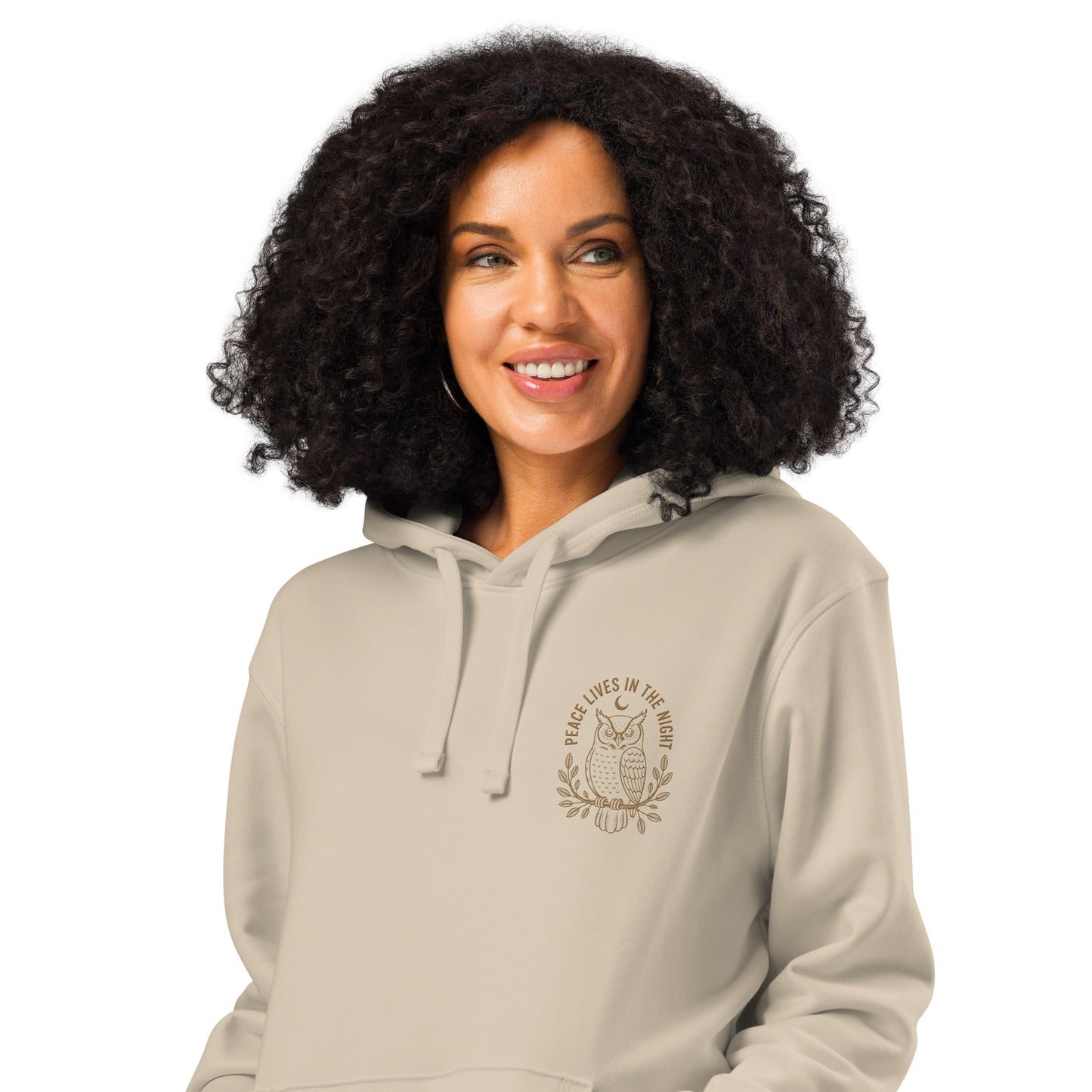 Owl Unisex Organic Mid-Weight Hoodie – 'Peace Lives in the Night' in Fall | Sustainable Fashion Dudeily