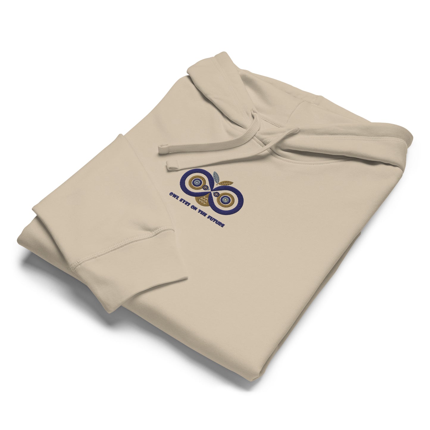 Embroidered Unisex Organic Mid-Weight Hoodie – Owl Eyes on the Future | Owl-Themed Sustainable Fashion Dudeily