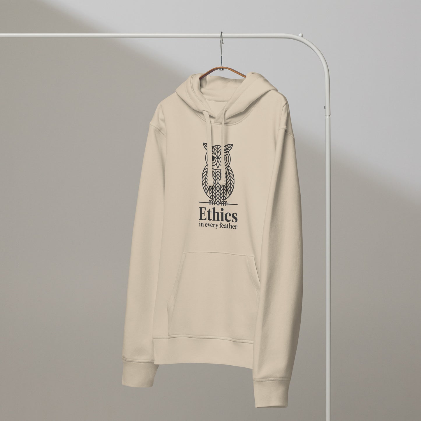 Unisex Organic Mid-Weight Hoodie: 'Ethics in Every Feather' | Sustainable Owl Fashion USA Dudeily