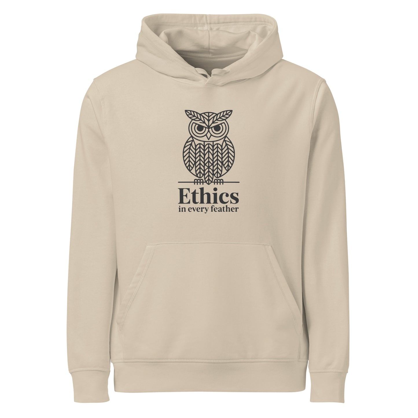 Unisex Organic Mid-Weight Hoodie: 'Ethics in Every Feather' | Sustainable Owl Fashion USA Dudeily