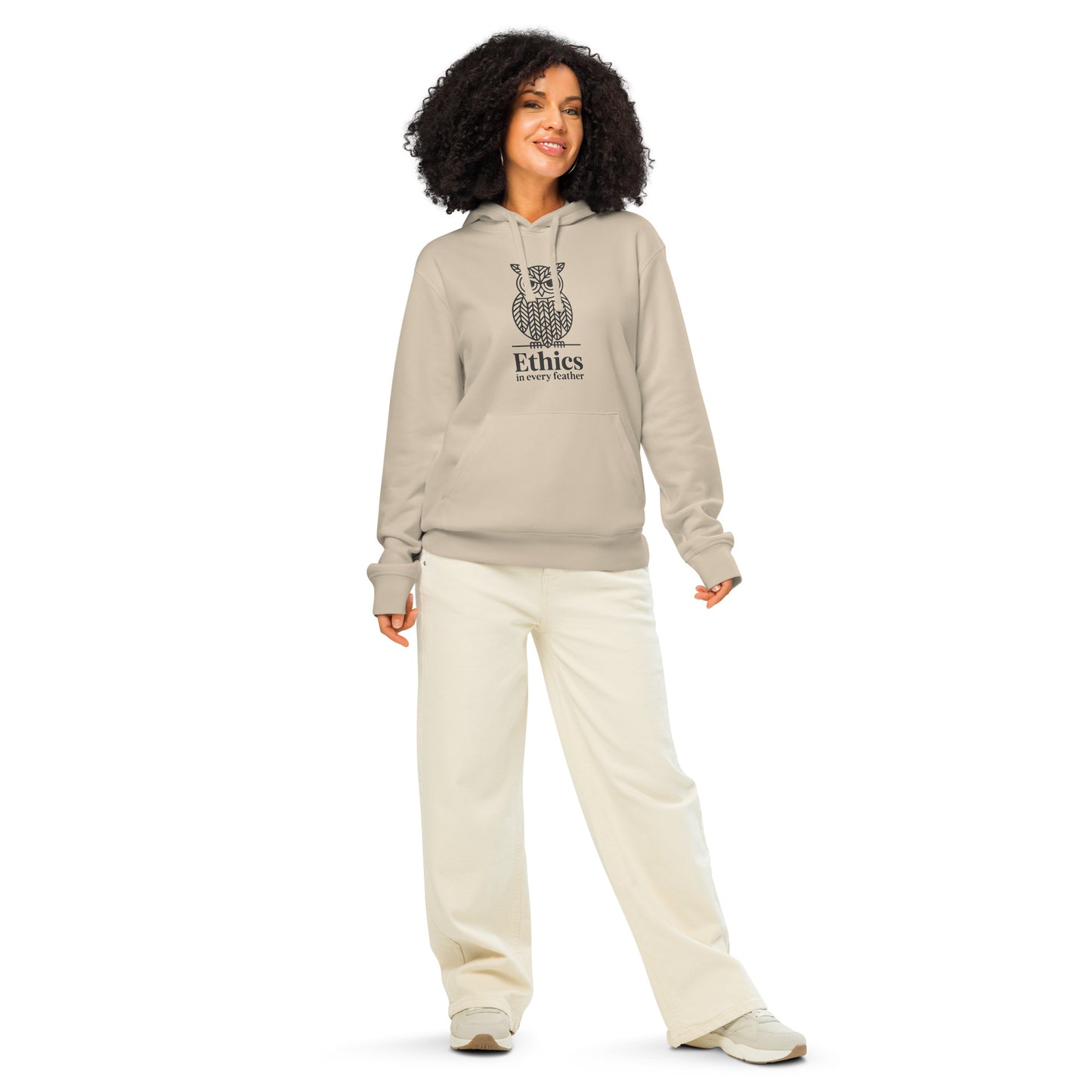 Unisex Organic Mid-Weight Hoodie: 'Ethics in Every Feather' | Sustainable Owl Fashion USA Dudeily
