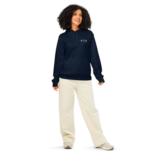 Unisex Organic Mid-Weight Hoodie: Nature’s Union | Owl Embroidered Sustainable Fashion French Navy Dudeily