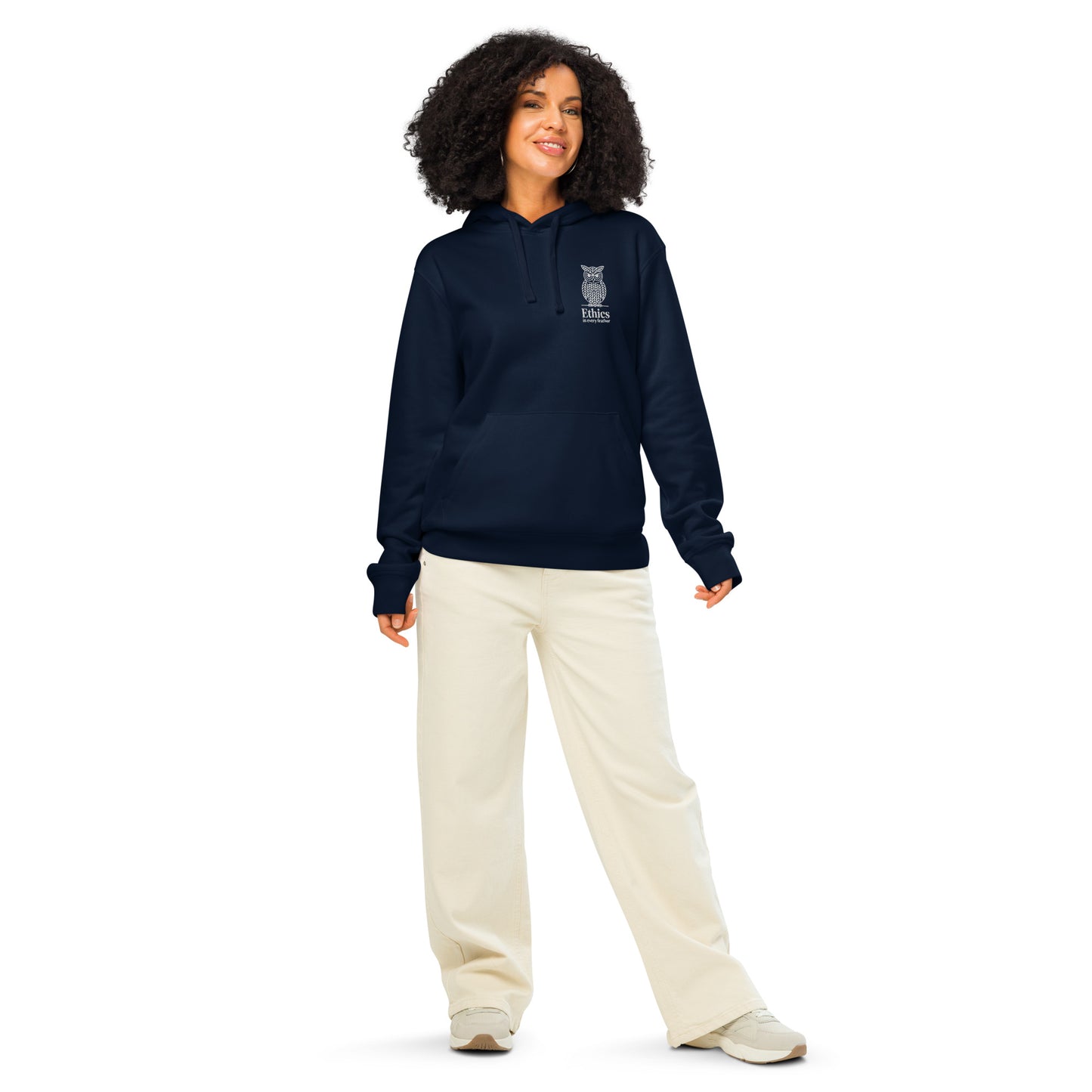 Owl Unisex Organic Mid-Weight Hoodie – "Ethics in Every Feather" | Sustainable Fashion French Navy Dudeily