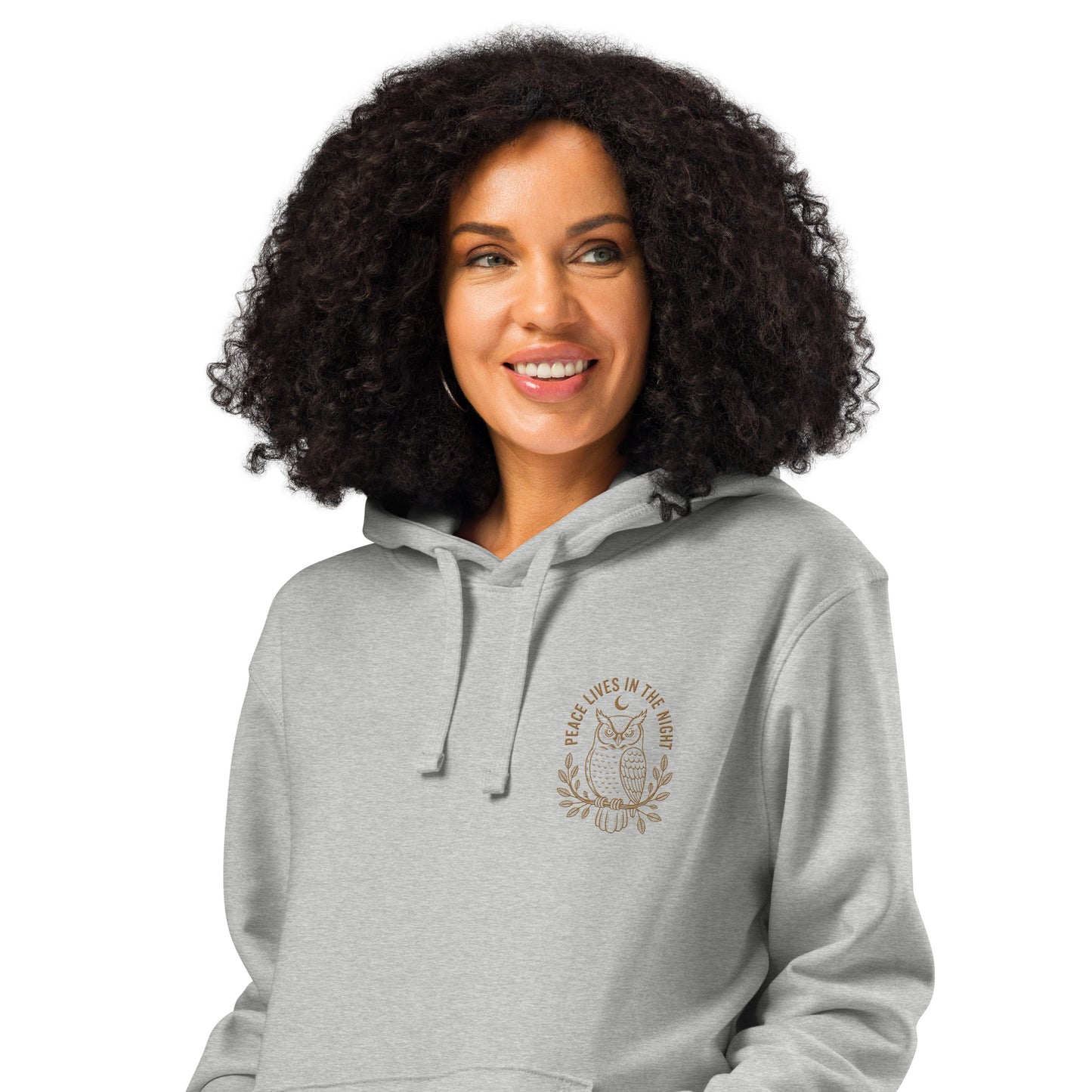 Owl Unisex Organic Mid-Weight Hoodie – 'Peace Lives in the Night' in Fall | Sustainable Fashion Dudeily