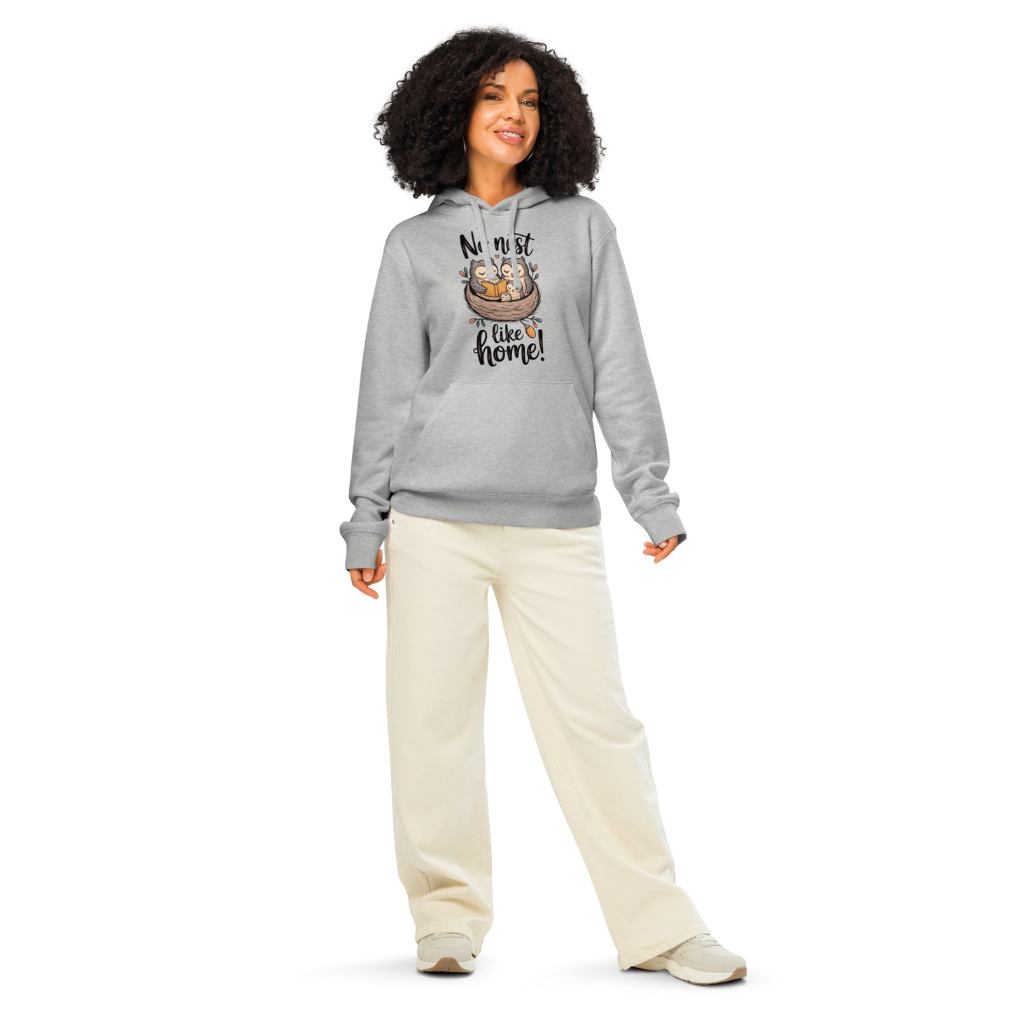 Unisex Organic Mid-Weight Hoodie – For Owl Lovers & Eco Families Heather Grey Dudeily
