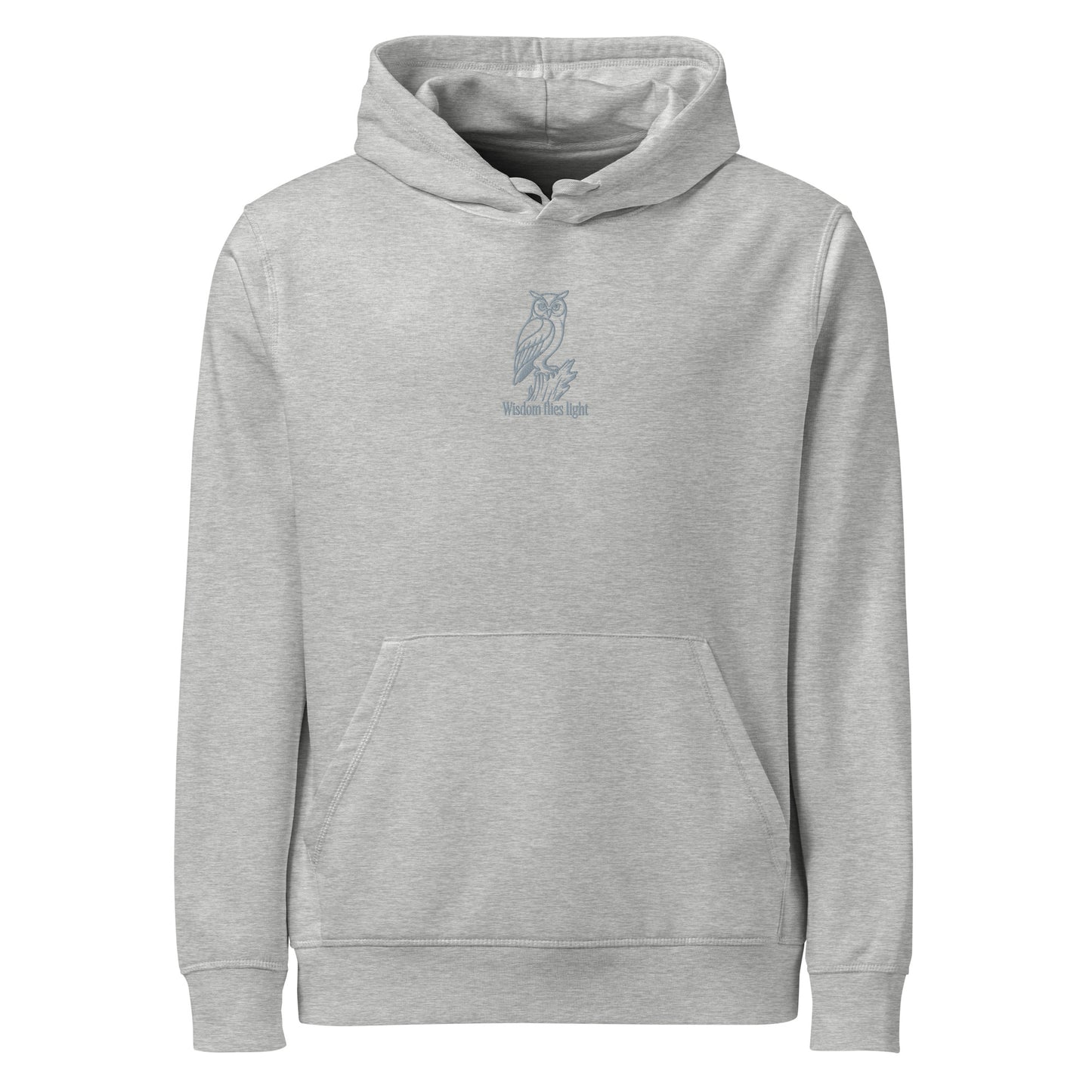 Owl Unisex Organic Mid-Weight Hoodie: 'Wisdom Flies Light' in Fall | Sustainable Fashion Dudeily