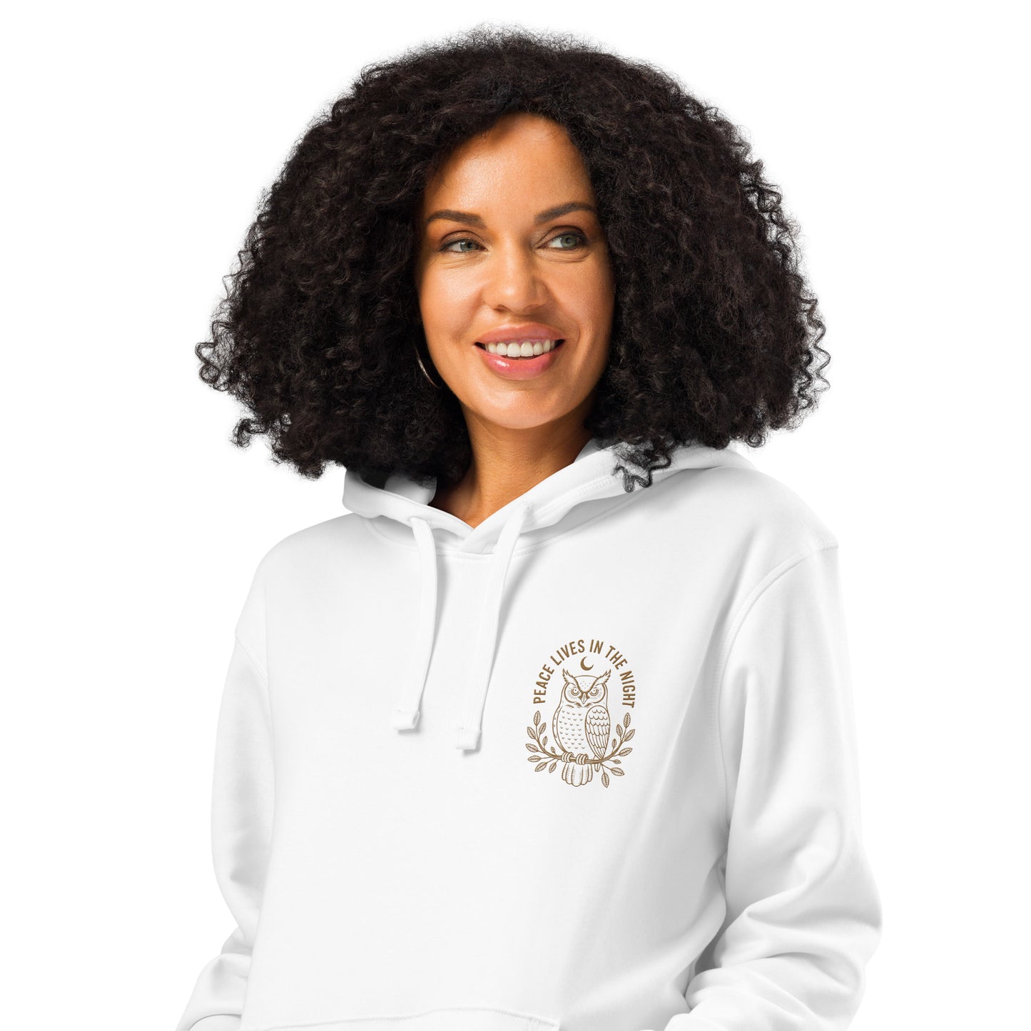 Owl Unisex Organic Mid-Weight Hoodie – 'Peace Lives in the Night' in Fall | Sustainable Fashion Dudeily