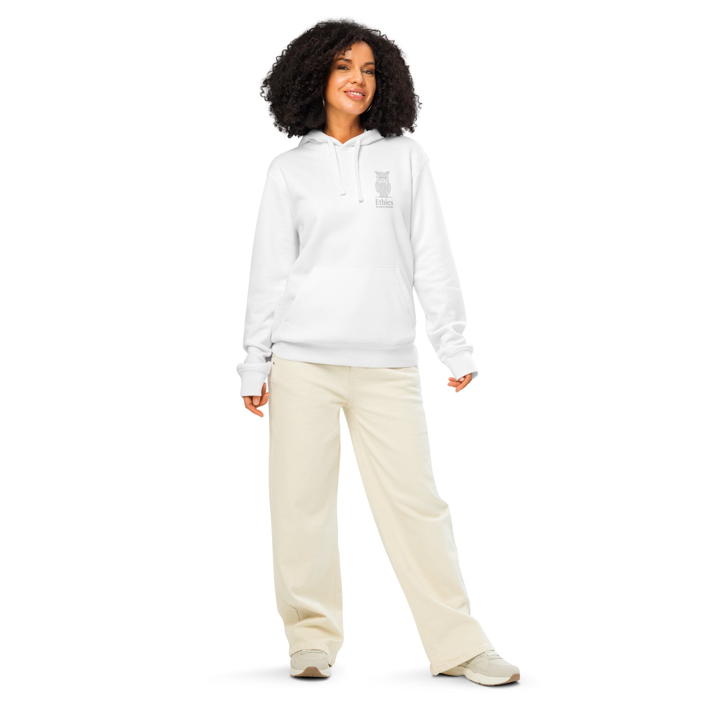 Owl Unisex Organic Mid-Weight Hoodie – "Ethics in Every Feather" | Sustainable Fashion White Dudeily
