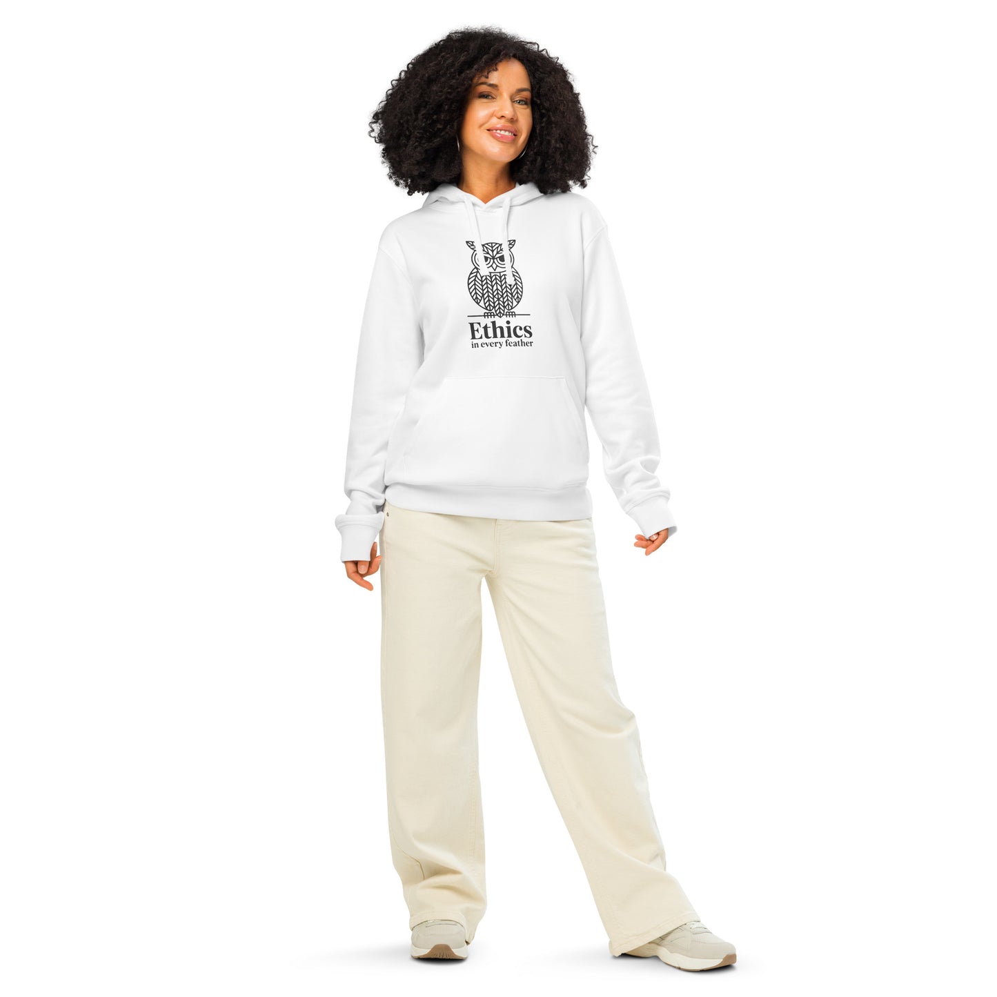 Unisex Organic Mid-Weight Hoodie: 'Ethics in Every Feather' | Sustainable Owl Fashion USA Dudeily