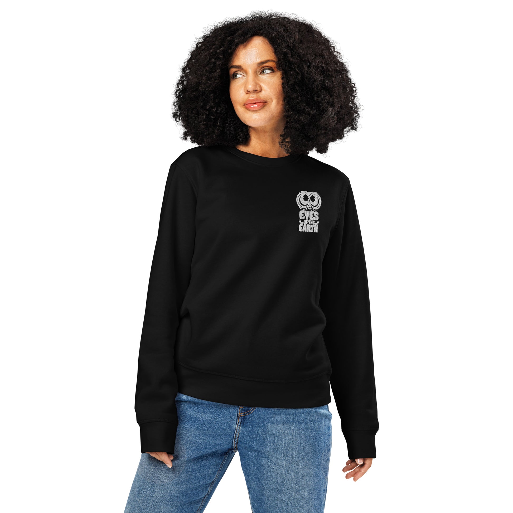 Owl Unisex Organic Mid-Weight Sweatshirt: 'Eyes of the Earth' in Fall | Sustainable Fashion USA Dudeily