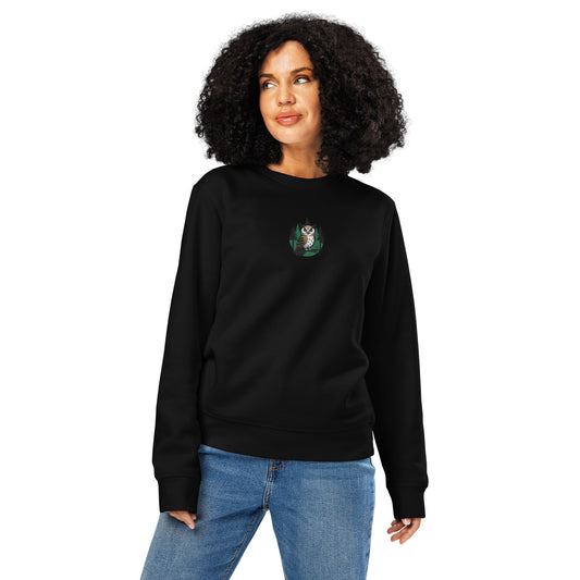 Unisex Organic Mid-Weight Sweatshirt – Earth Guardian Owl Print | Eco-Friendly Owl Clothing Dudeily