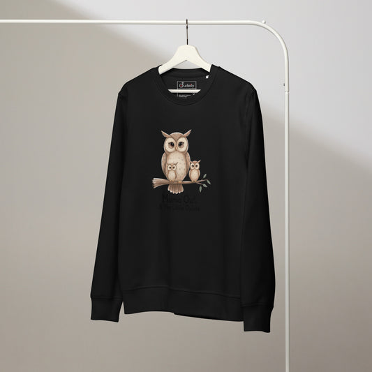 Unisex Organic Mid-Weight Sweatshirt – Eco-Friendly Owl-Inspired Cozy Pullover Dudeily