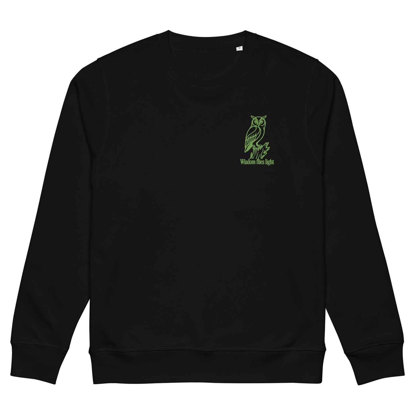 Owl Unisex Organic Mid-Weight Sweatshirt: 'Wisdom Flies Light' in Fall | Sustainable Fashion USA Dudeily