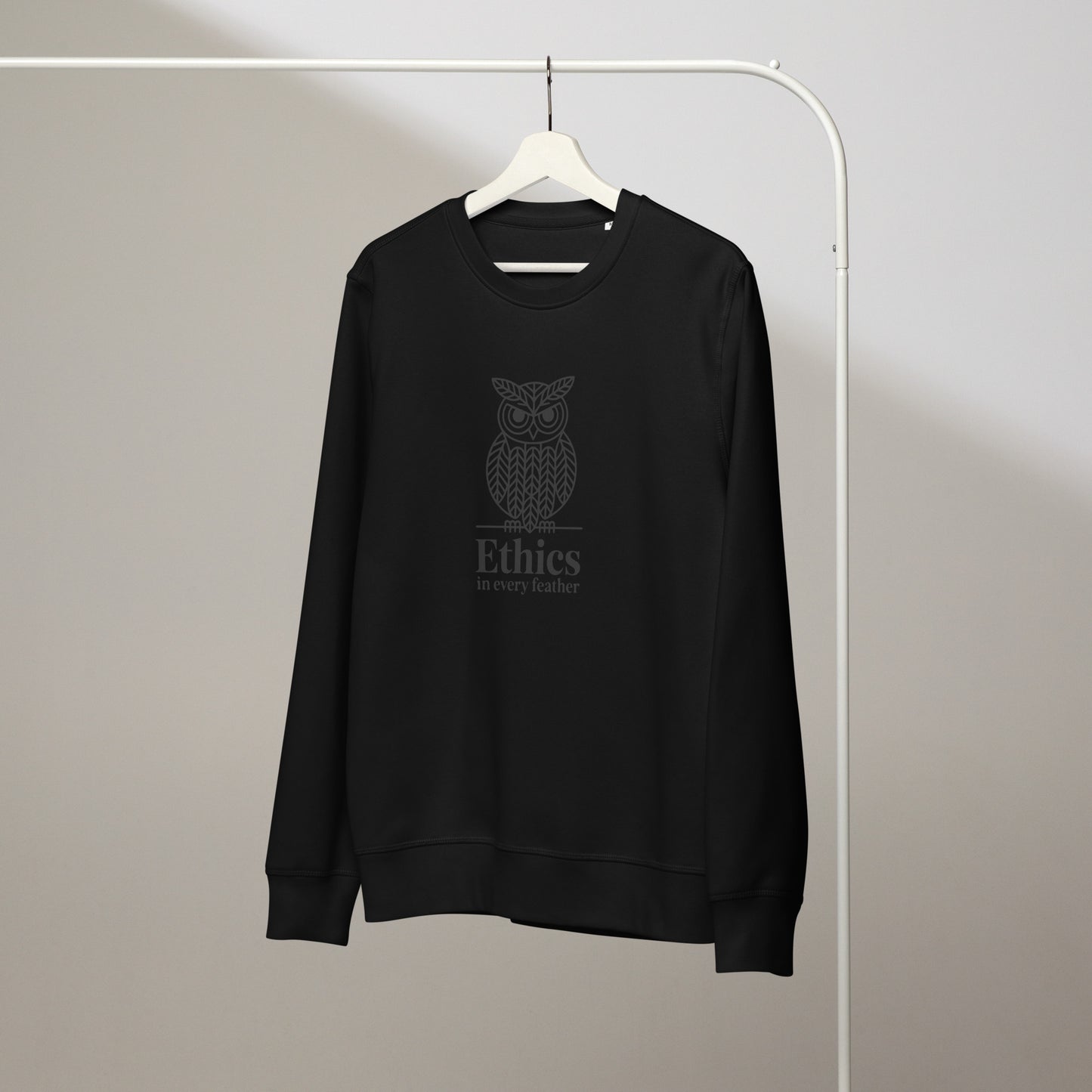 Unisex Organic Mid-Weight Sweatshirt: 'Ethics in Every Feather' for Fall | Sustainable Owl Fashion USA Dudeily