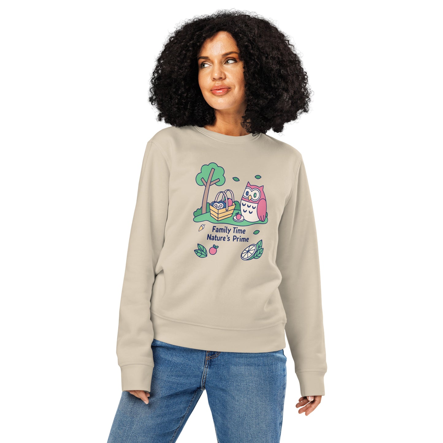 Unisex Organic Mid-Weight Sweatshirt – OwlNest Sustainable Fashion for Family Day Comfort Desert Dust Dudeily