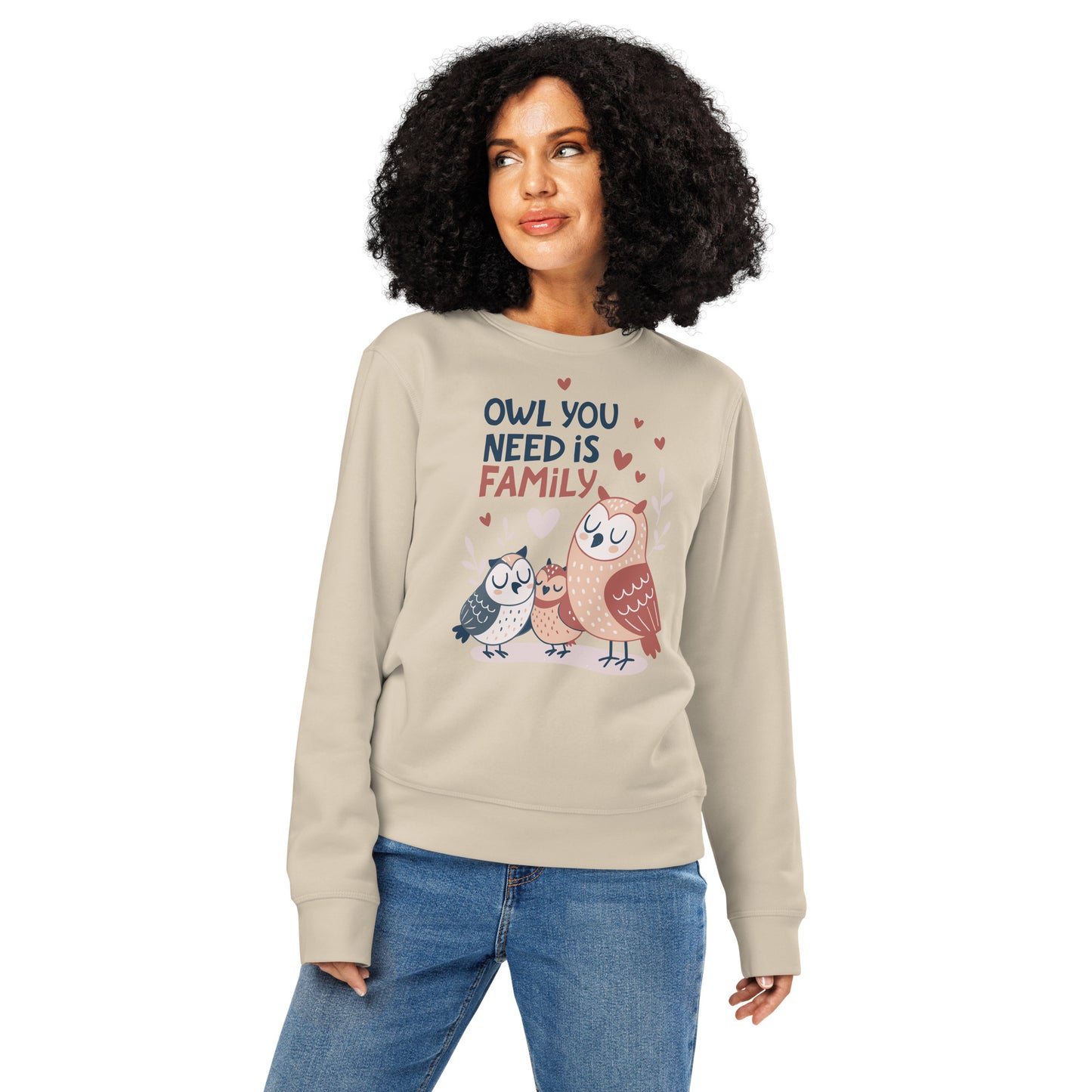 Unisex Organic Mid-Weight Sweatshirt – OwlNest Sustainable Fashion for Family Day Comfort Desert Dust Dudeily