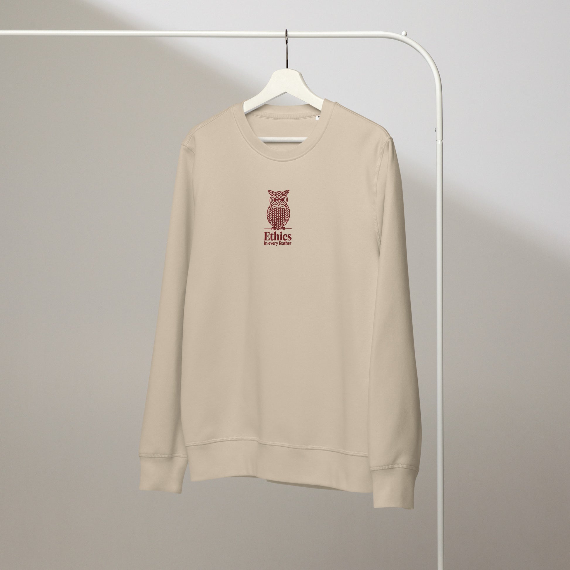 Owl Unisex Organic Mid-Weight Sweatshirt – "Ethics in Every Feather" | Sustainable Fashion USA Dudeily