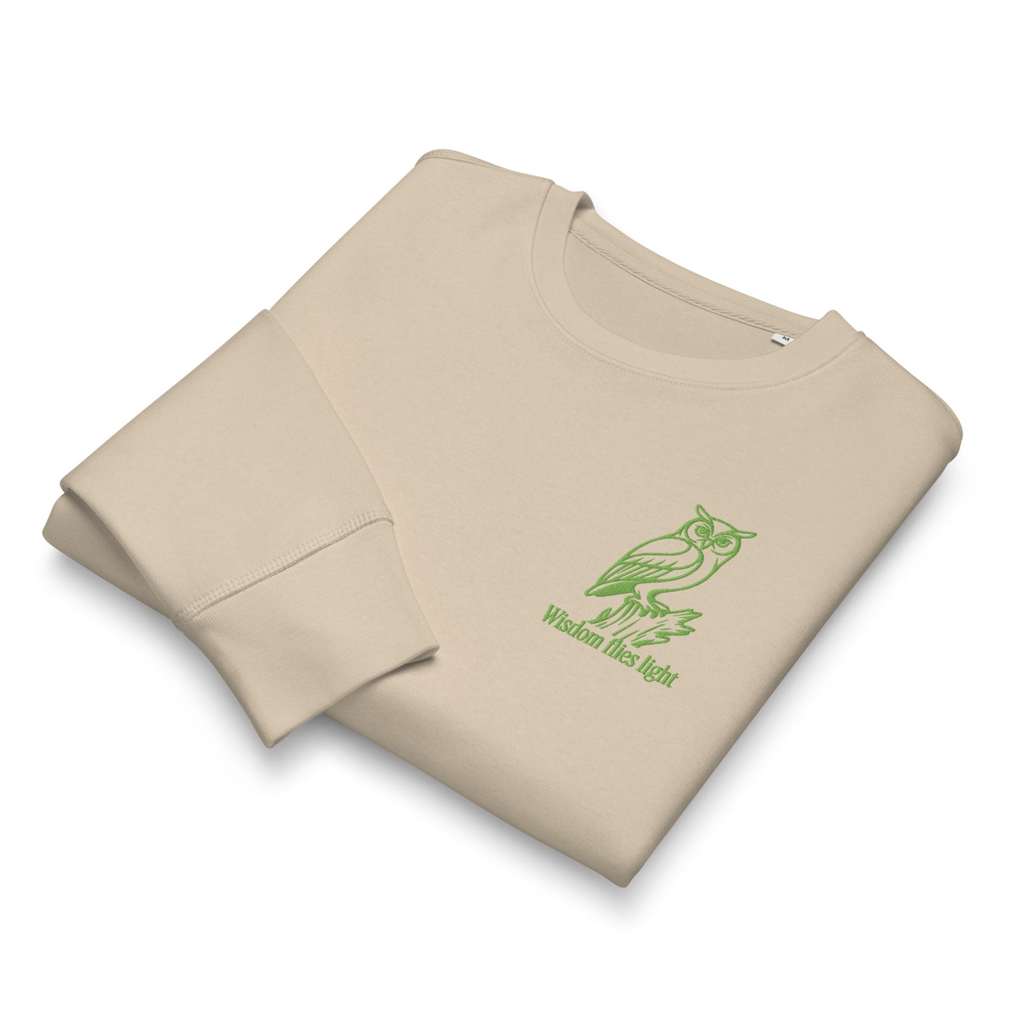 Owl Unisex Organic Mid-Weight Sweatshirt: 'Wisdom Flies Light' in Fall | Sustainable Fashion USA Dudeily